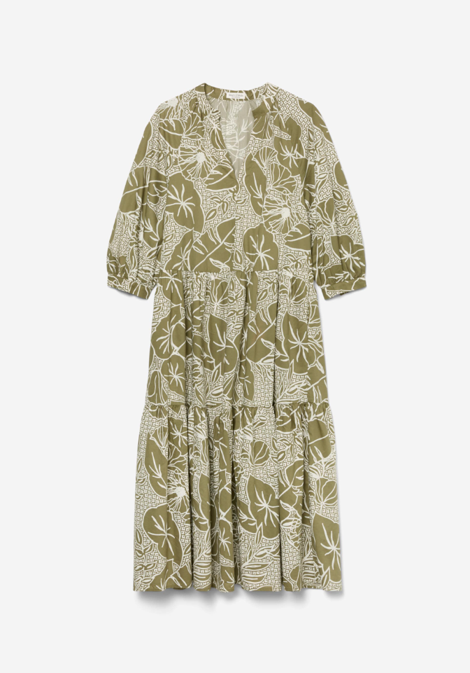 Dress, tiered maxi style, feminine