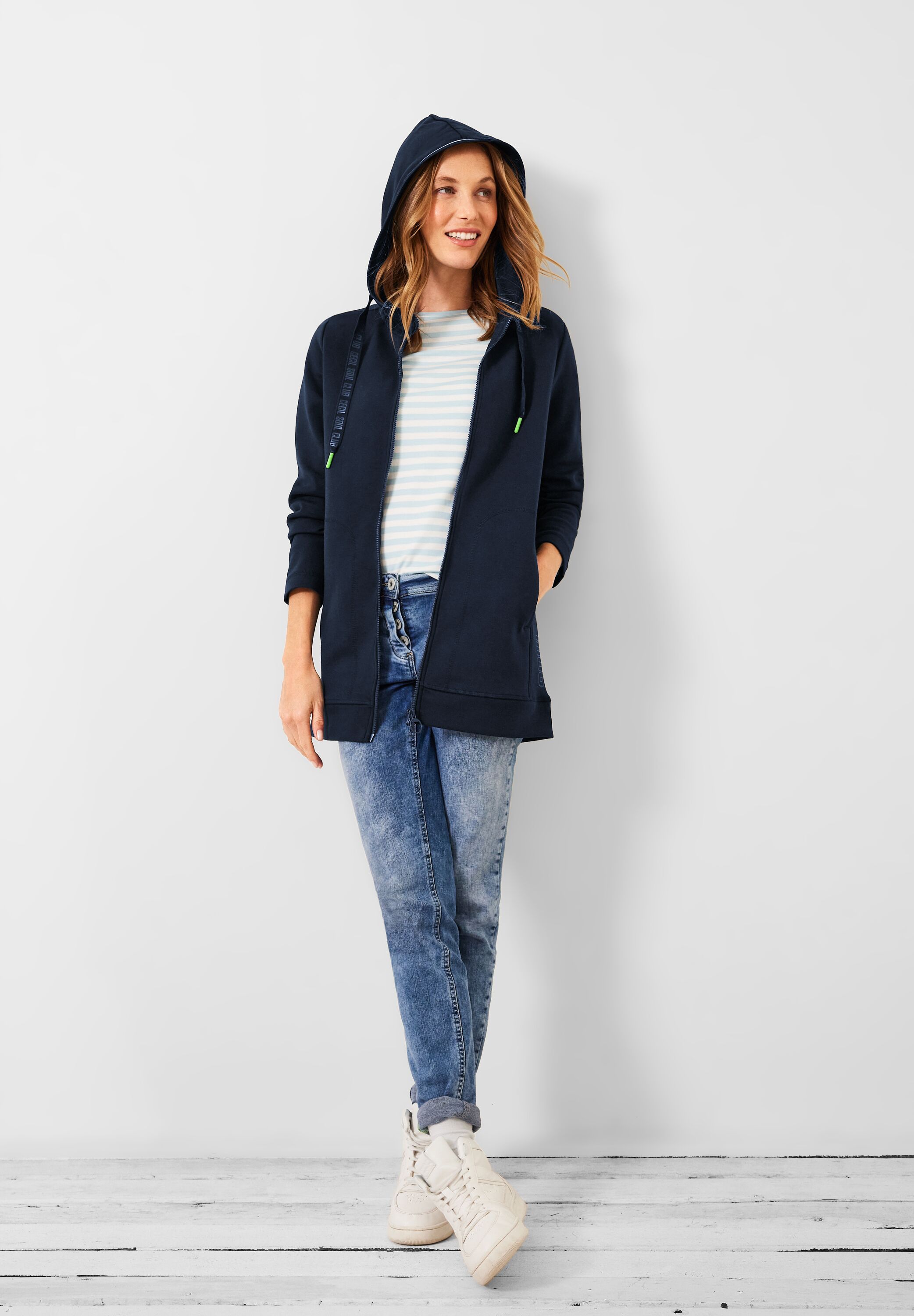 Lange Sweatshirtjacke