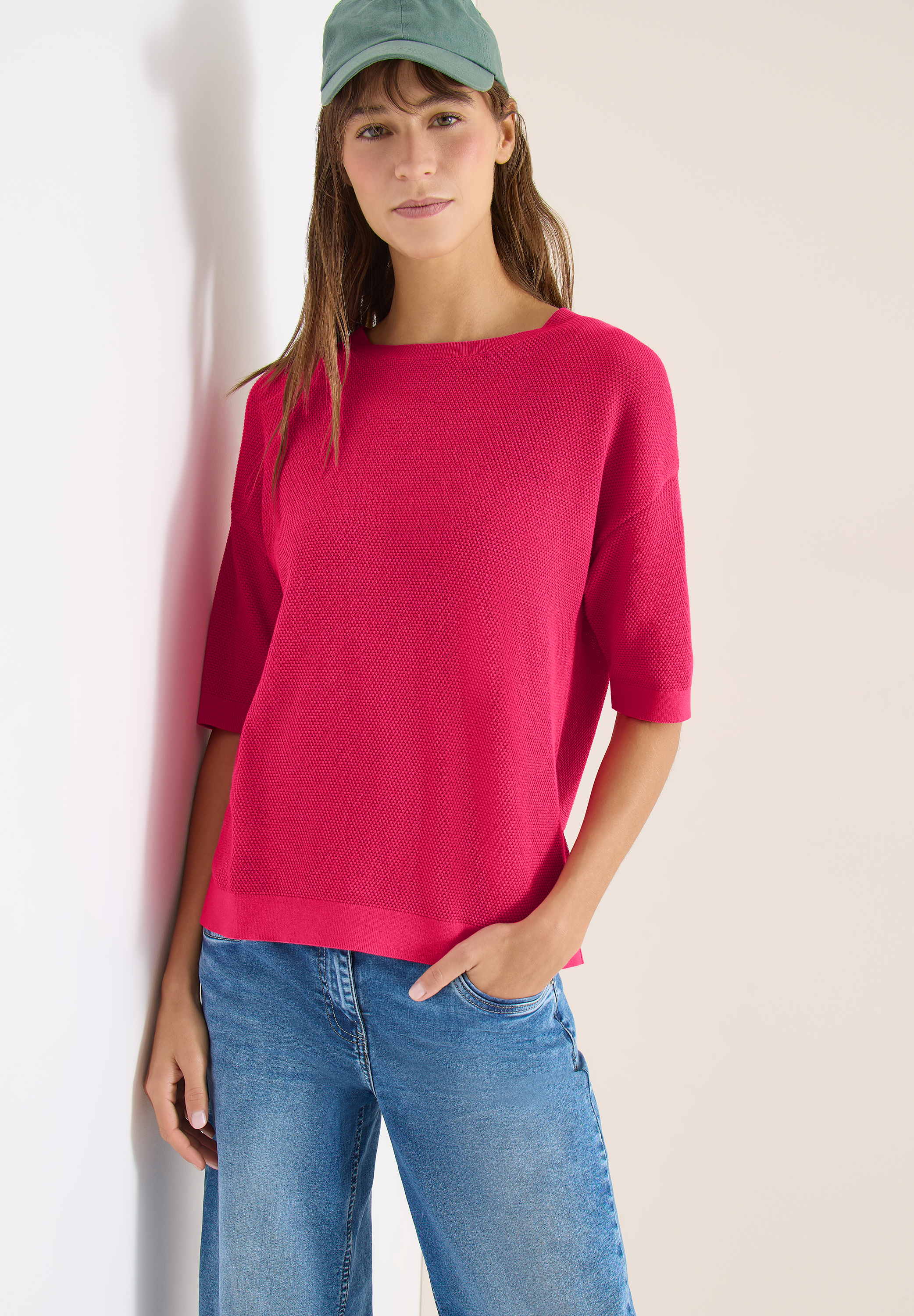 Kurzarm Pullover mit Struktur