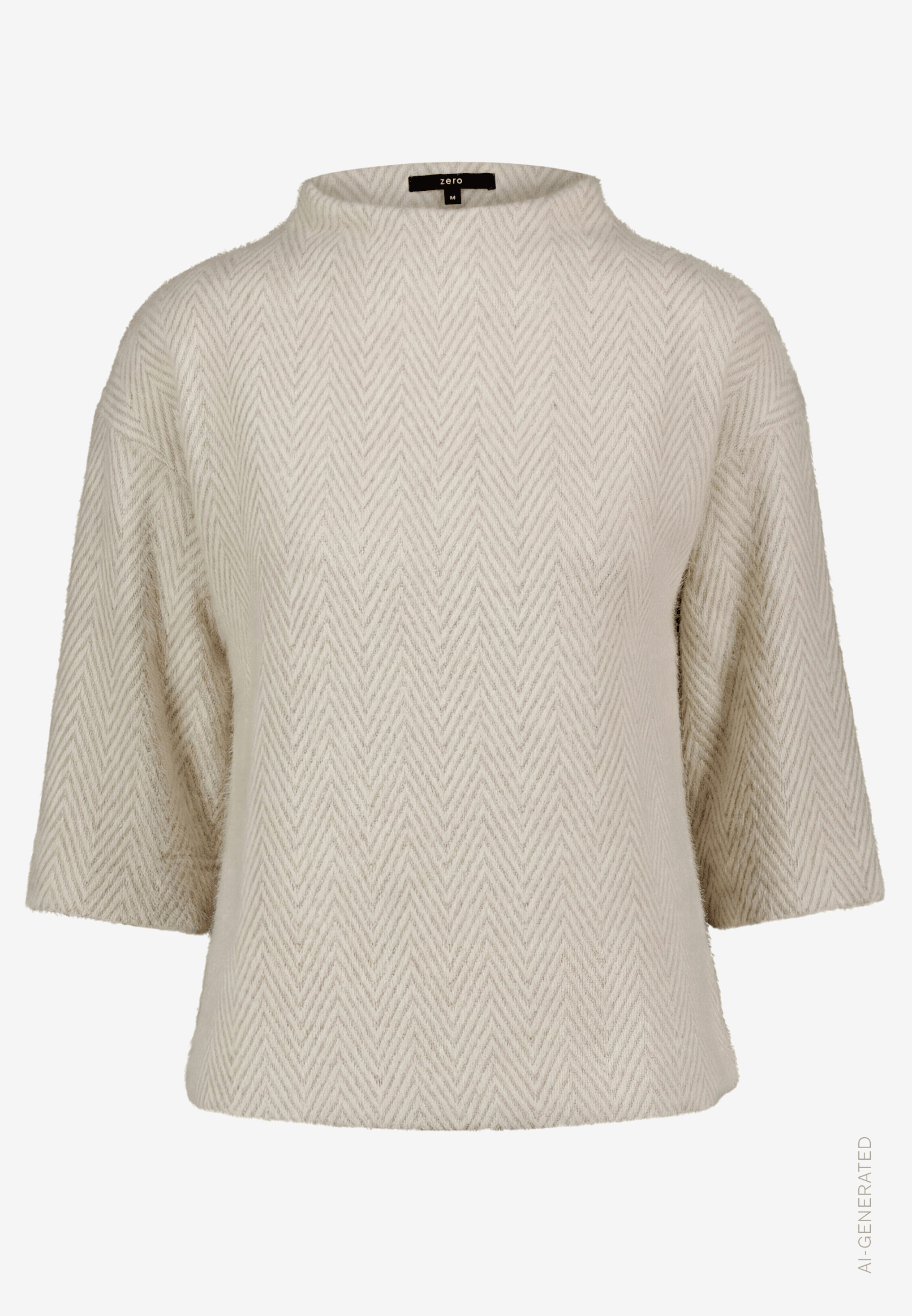 Damen Sweatshirt  3/4 Arm mit Fischgrätmuster