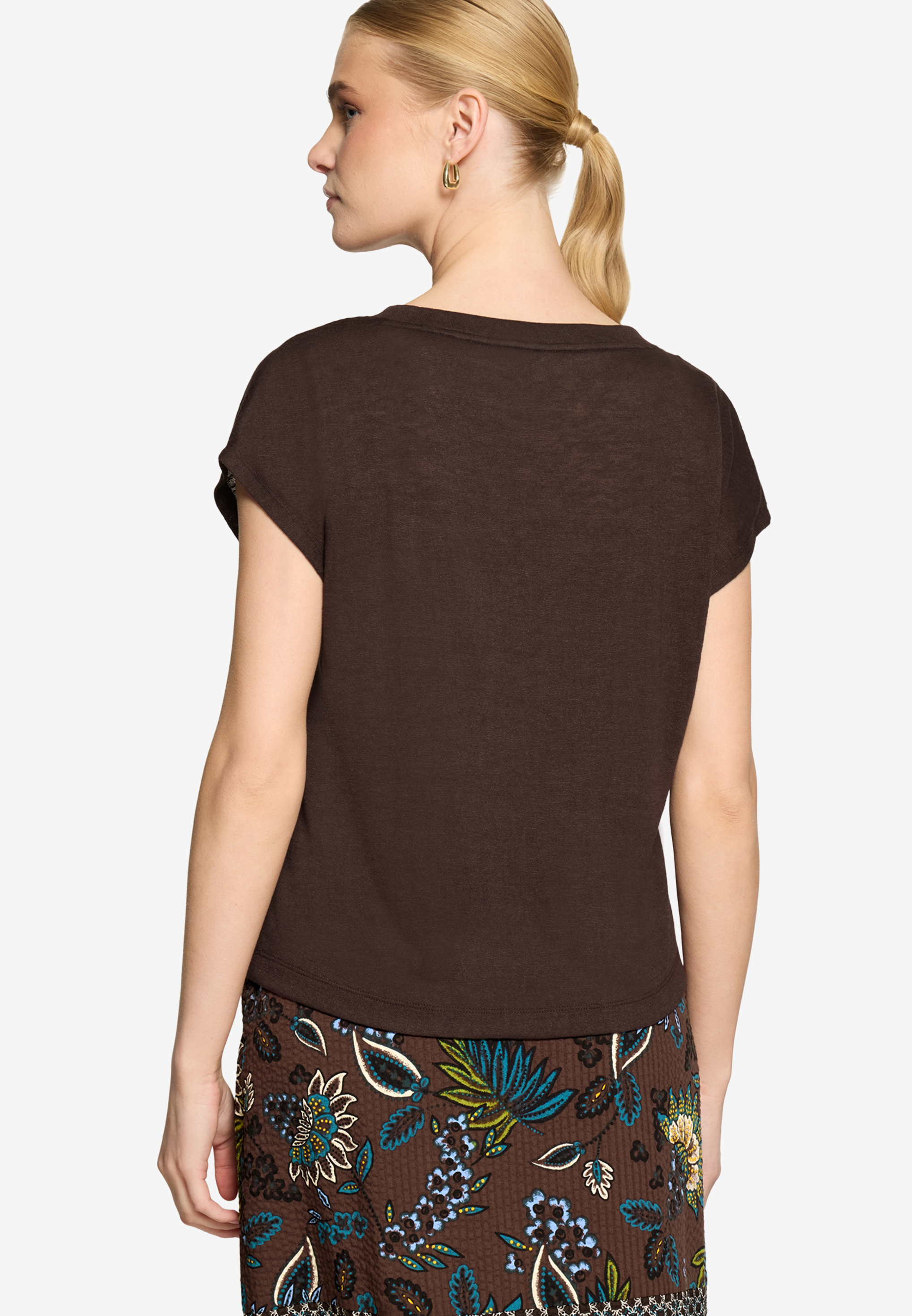Basic-T-Shirt  mit V-Ausschnitt