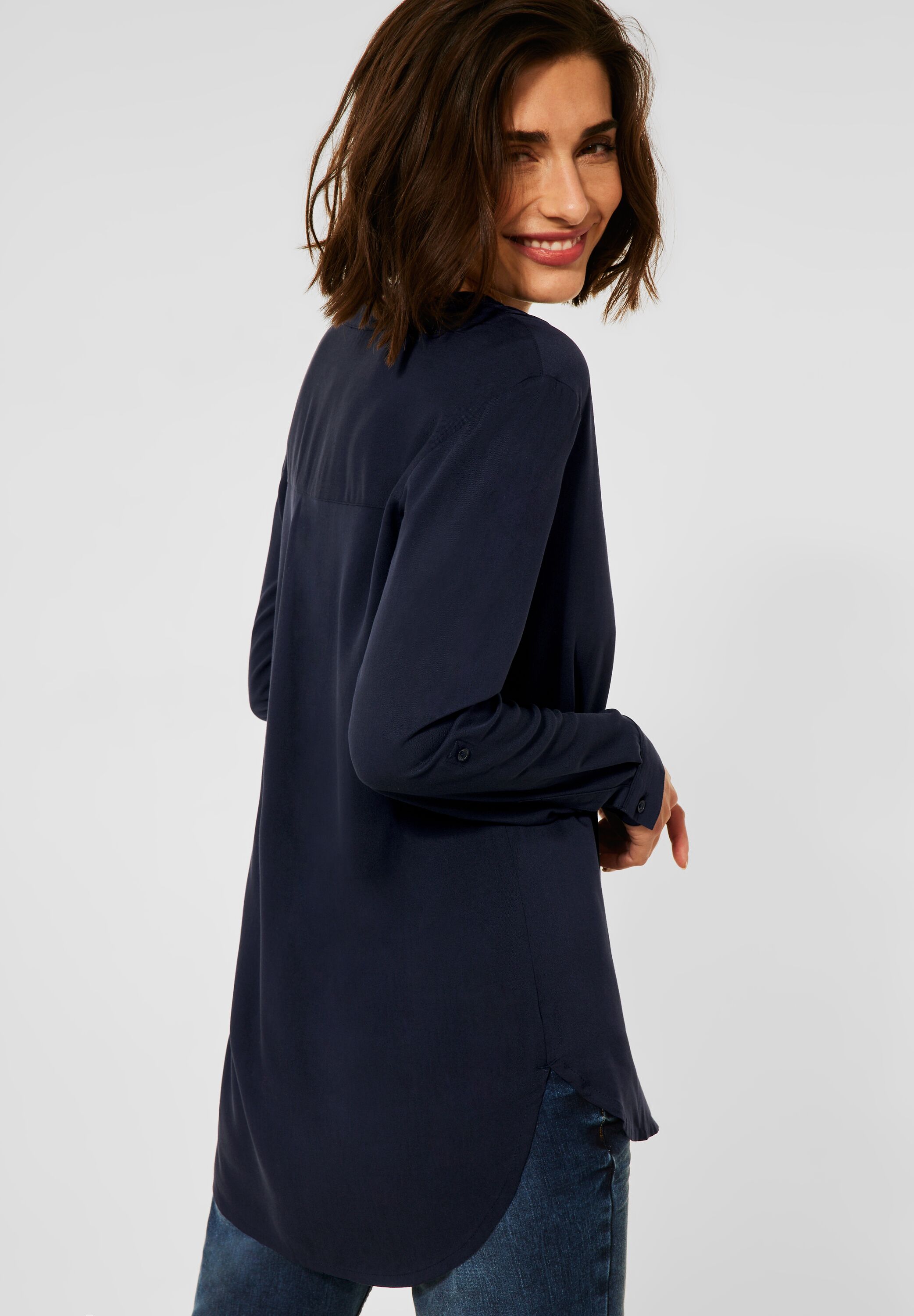 Lange Bluse in Unifarbe