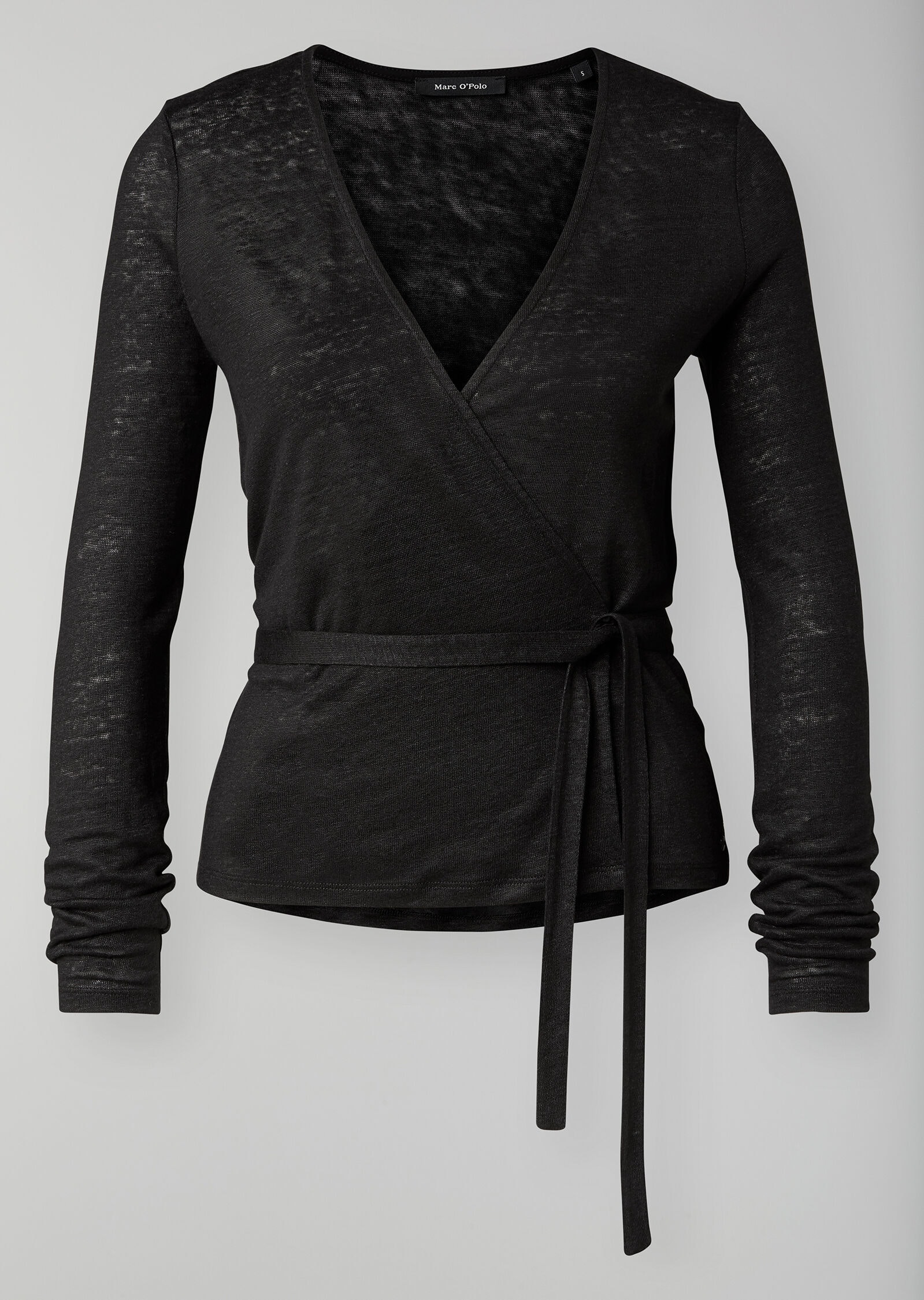Jersey-wrap, long-sleeve, woven det