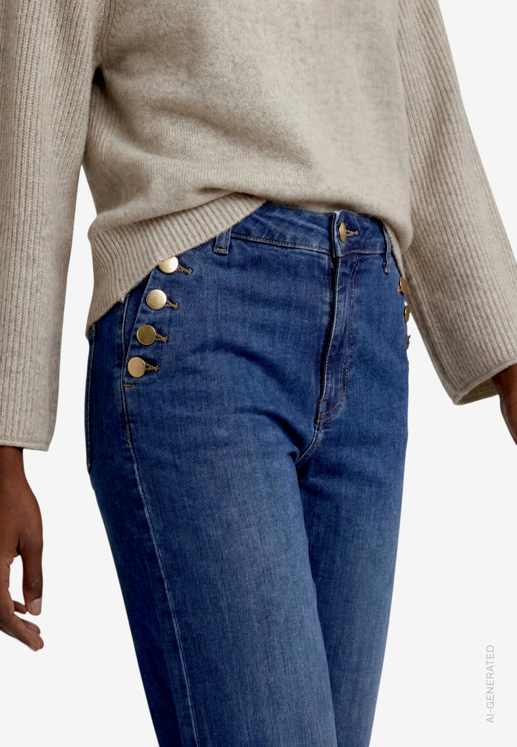 Damen Jeans  mit Zierknöpfen