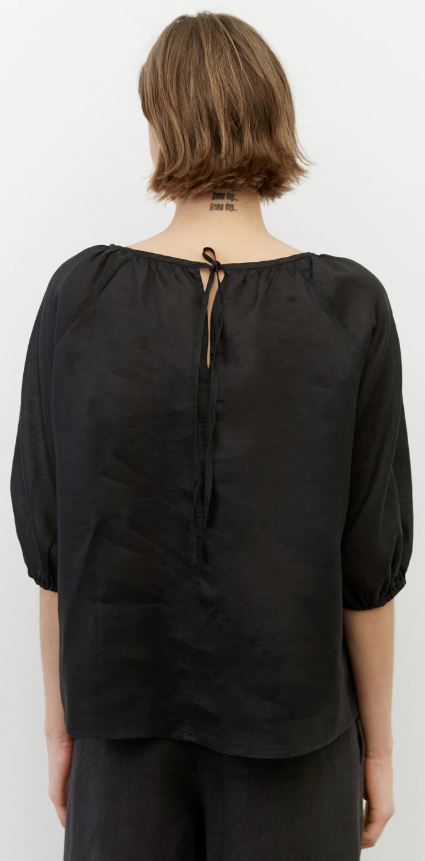 Blouse, puffy short sleeves, crew n