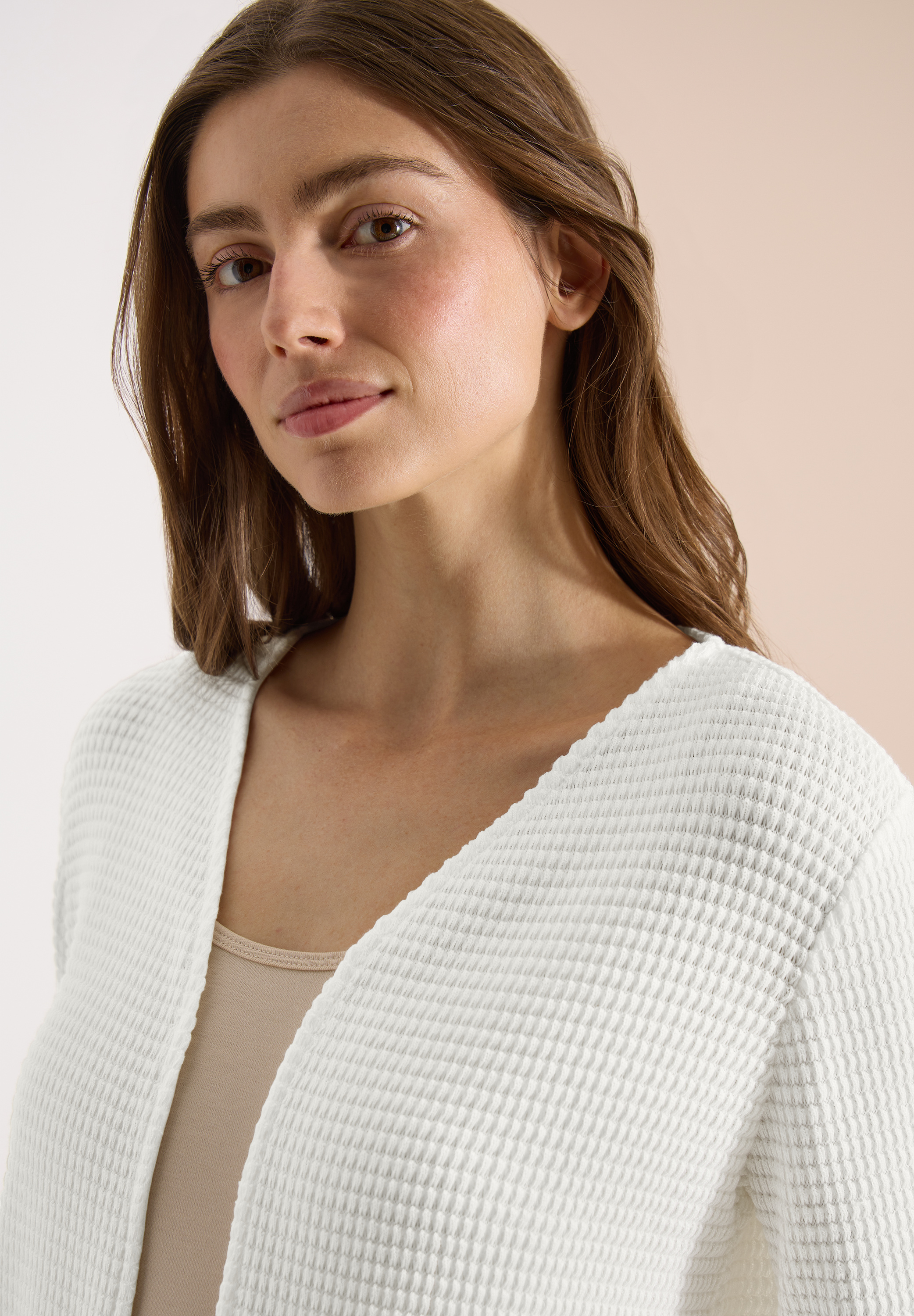 Offene 3/4-Arm Jacke im Ajour-Look