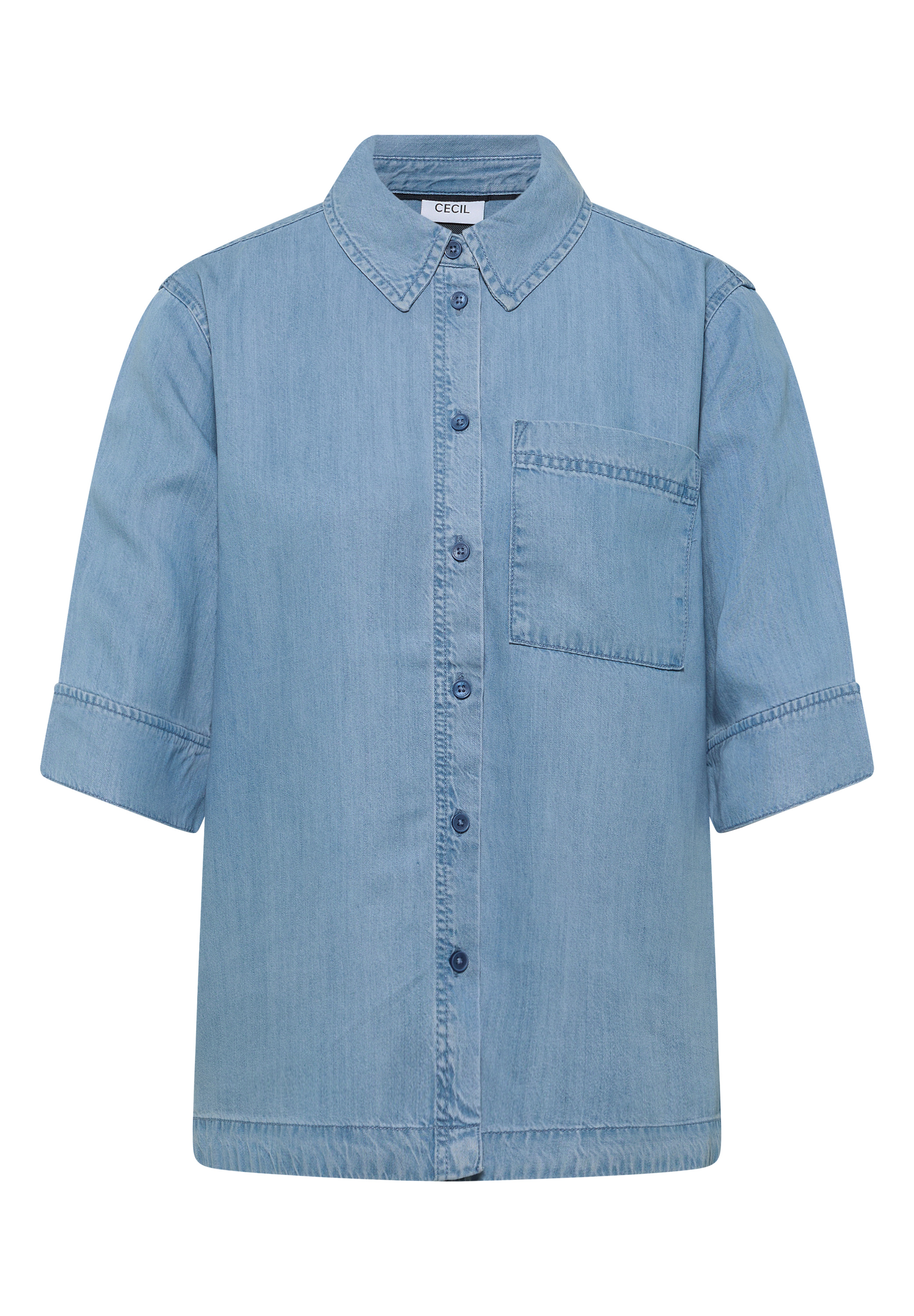 Kurzarm Hemdbluse im Denim-Look