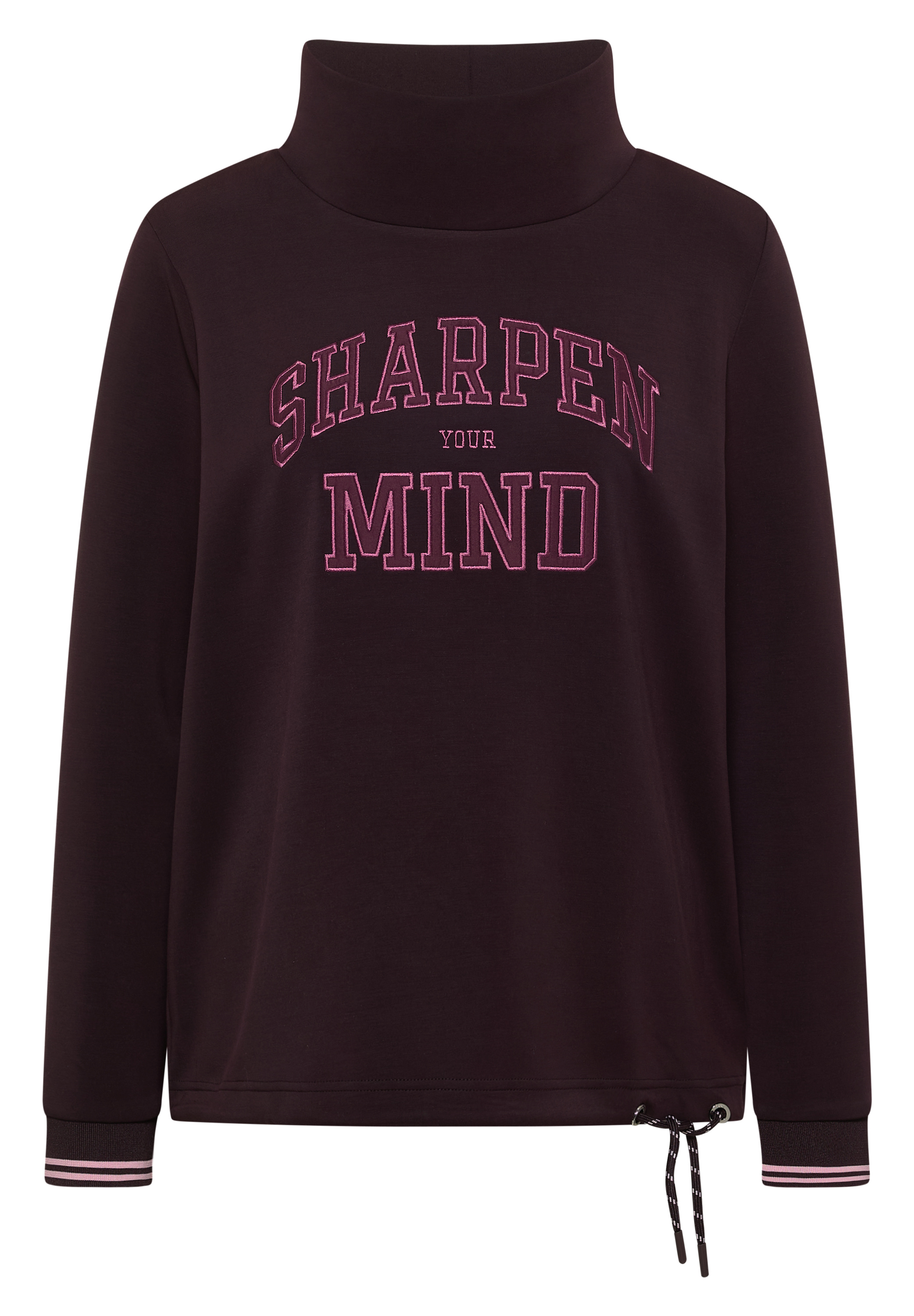 Langarm Shirt mit Stehkragen und Wording