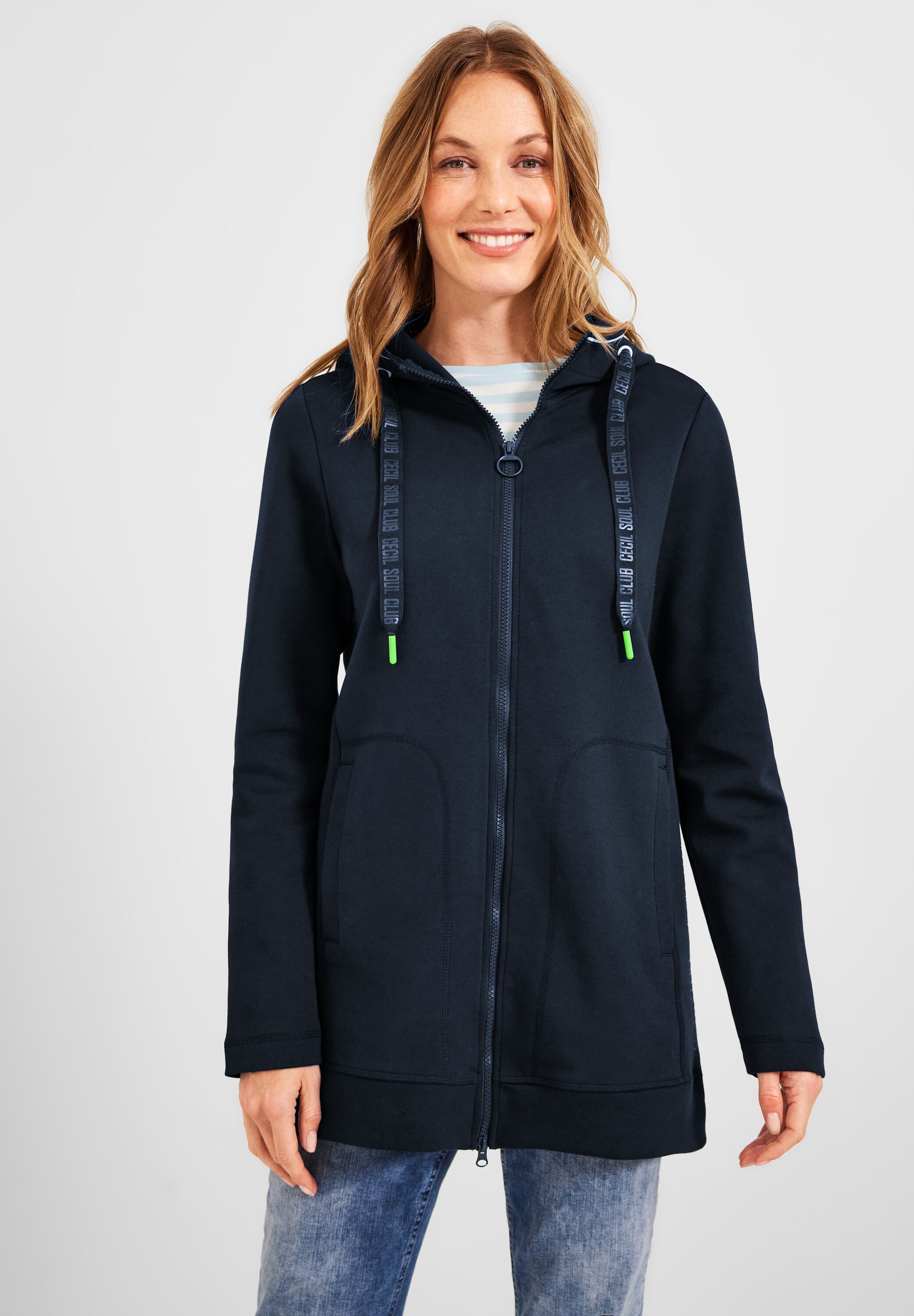 Lange Sweatshirtjacke