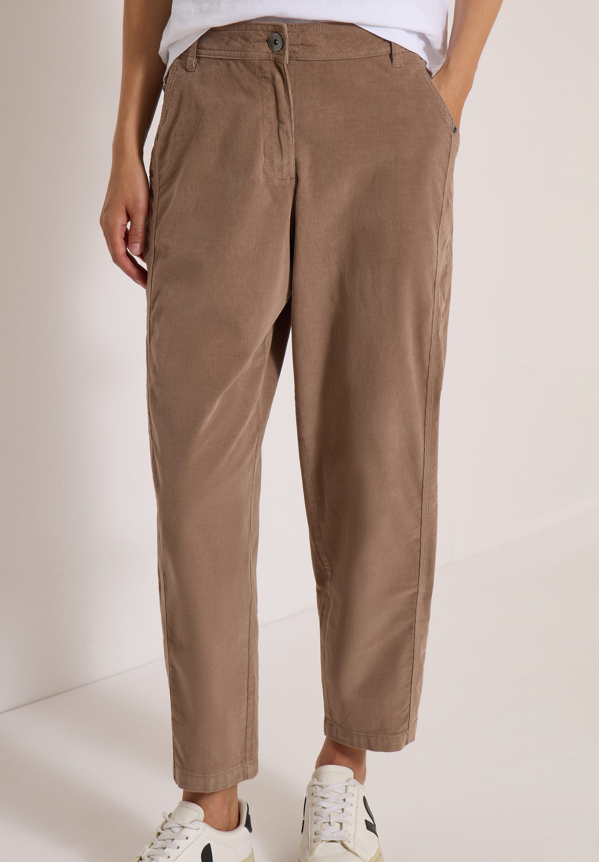 Mid Waist Barrel Leg Hose im Casual Fit