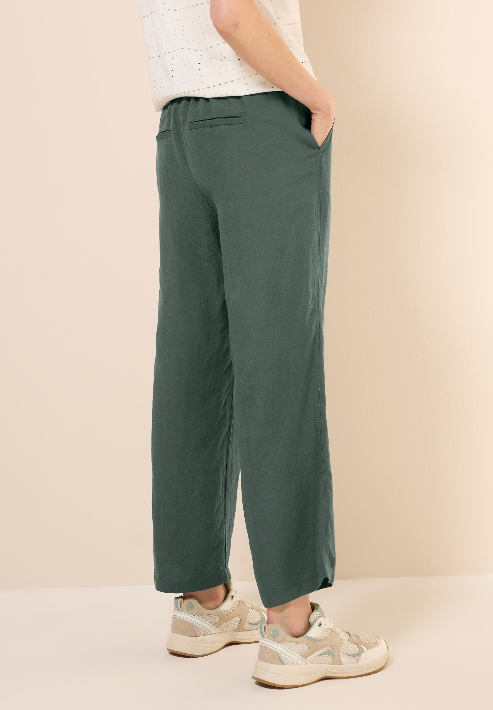 Wide Leg Hose aus Leinenmix