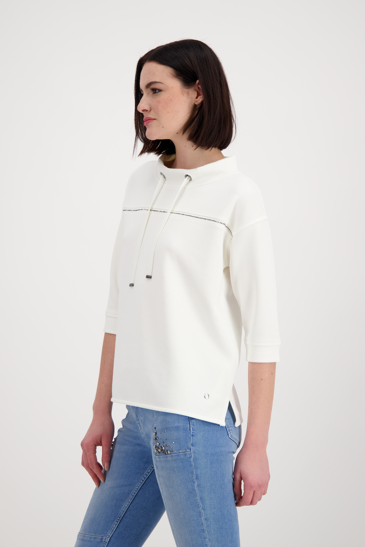 Sweat mit Glitzersteinen Monari weiss 407497