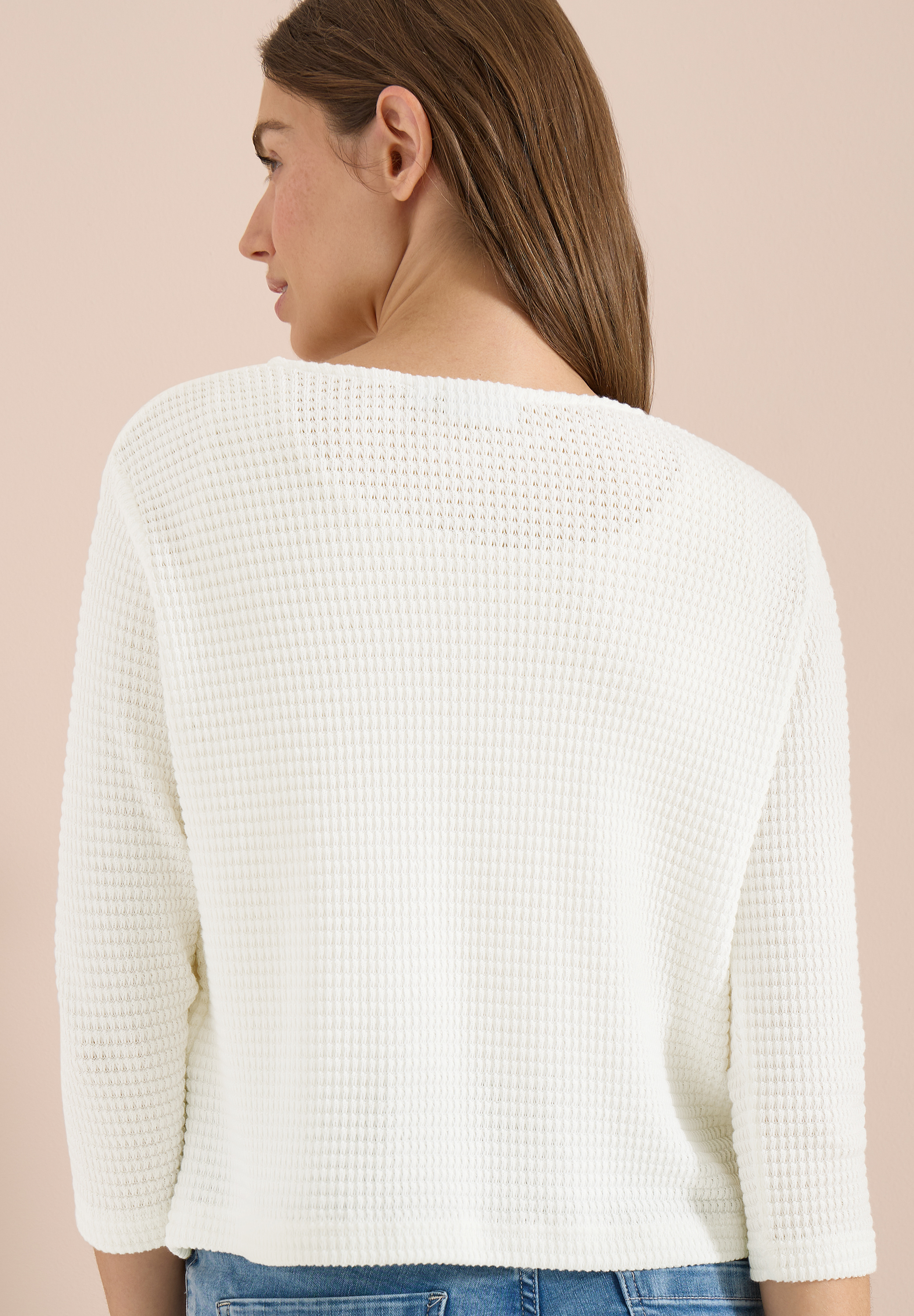 Offene 3/4-Arm Jacke im Ajour-Look