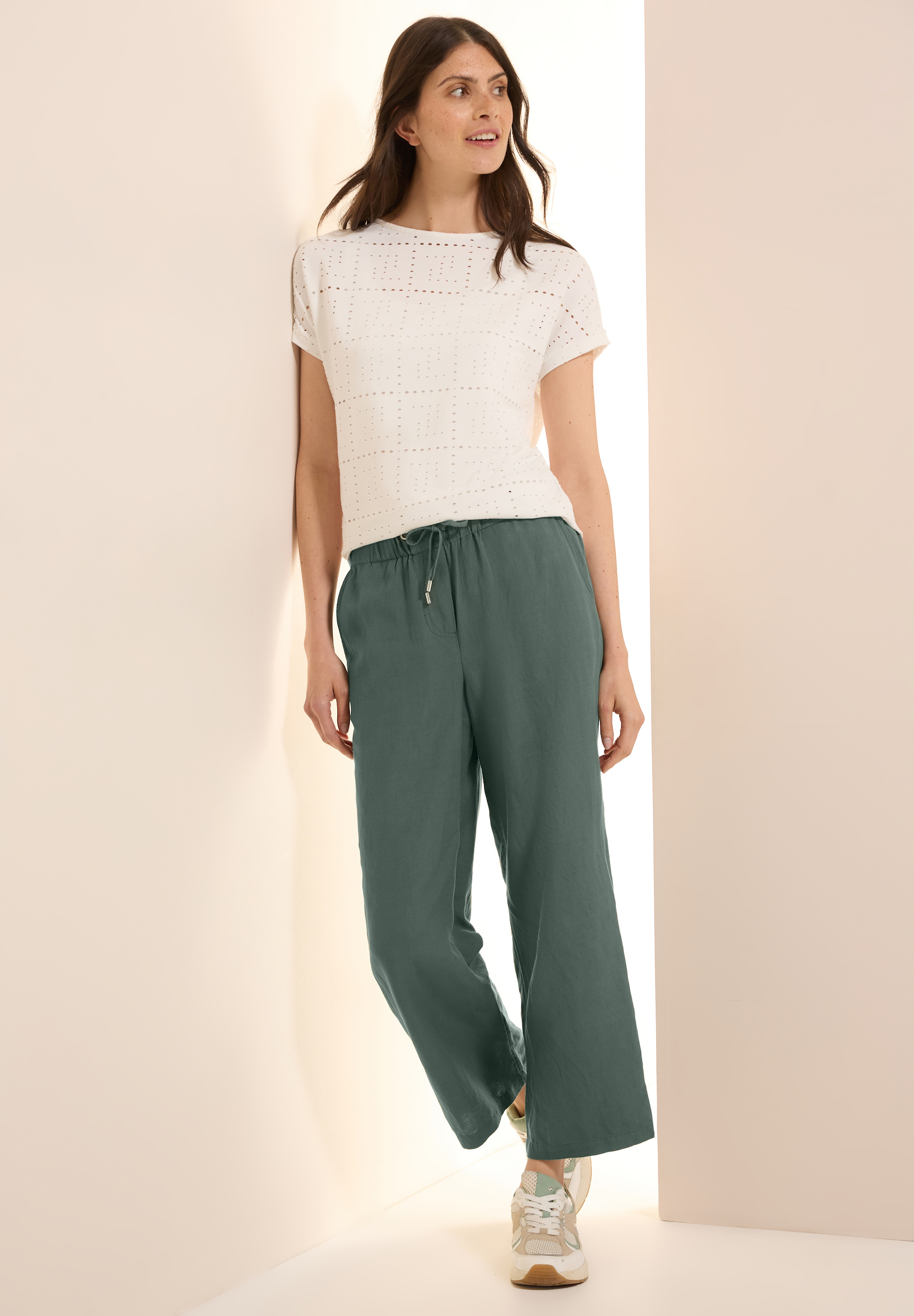 Wide Leg Hose aus Leinenmix