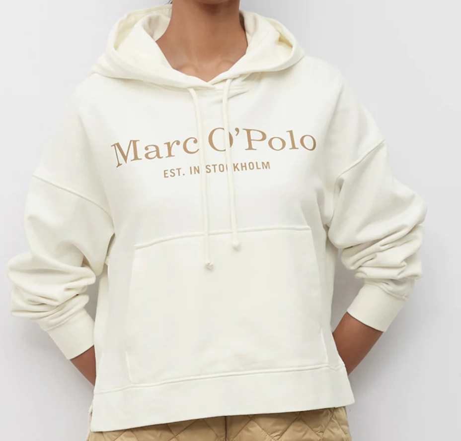 MARC O´POLO Logo-Hoodie aus gepeachtem Organic Cotton salty white