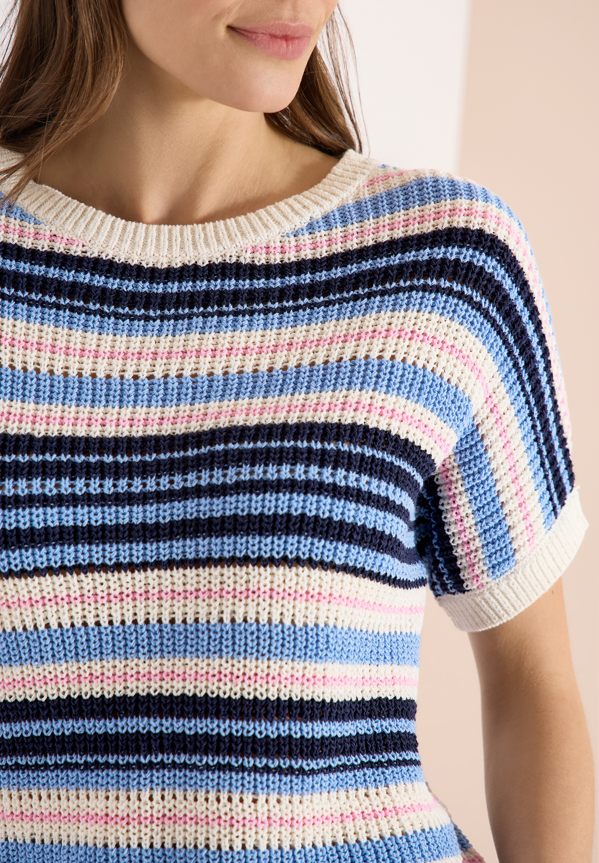 Kurzarm Pullover aus Bändchengarn