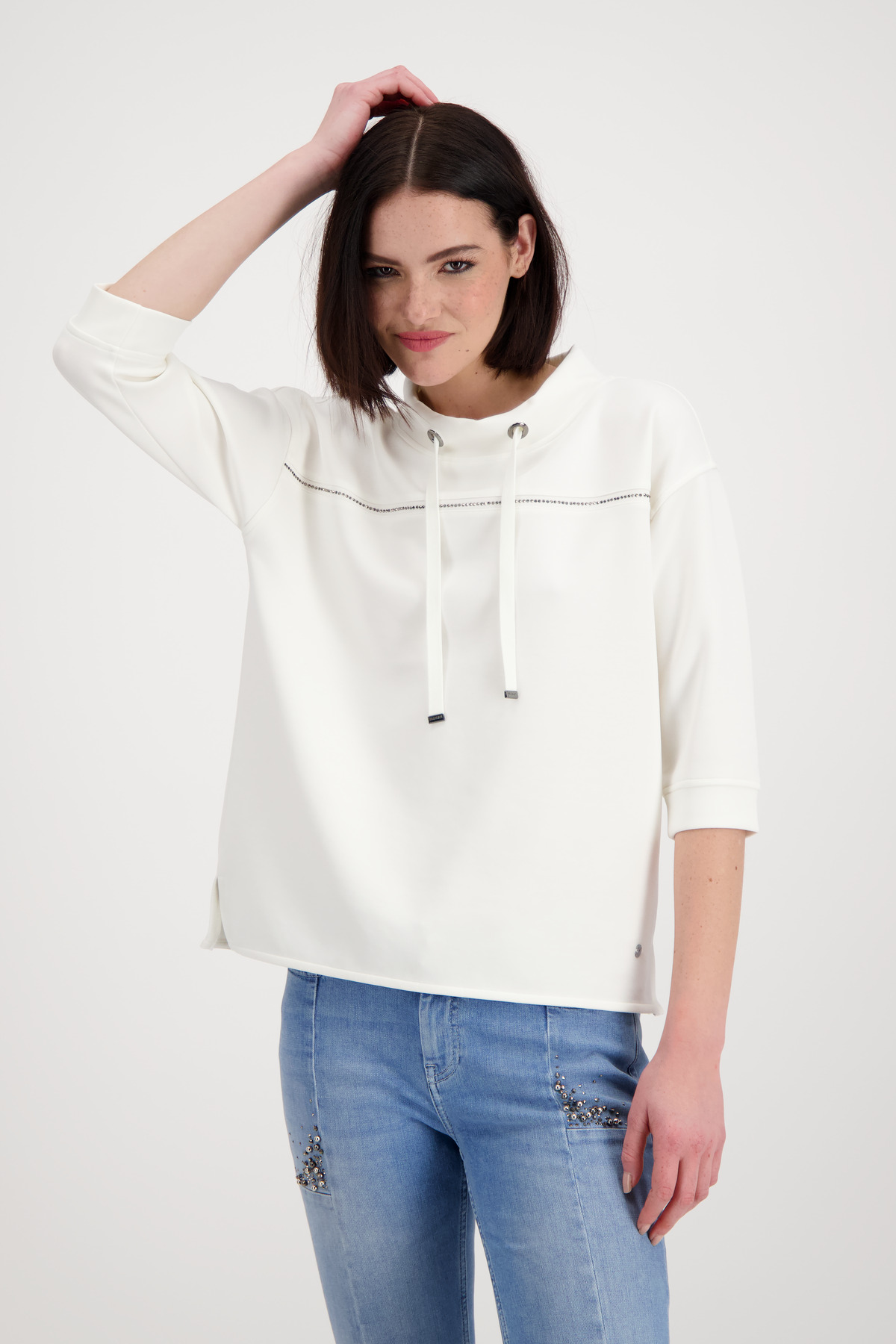 Sweat mit Glitzersteinen Monari weiss 407497