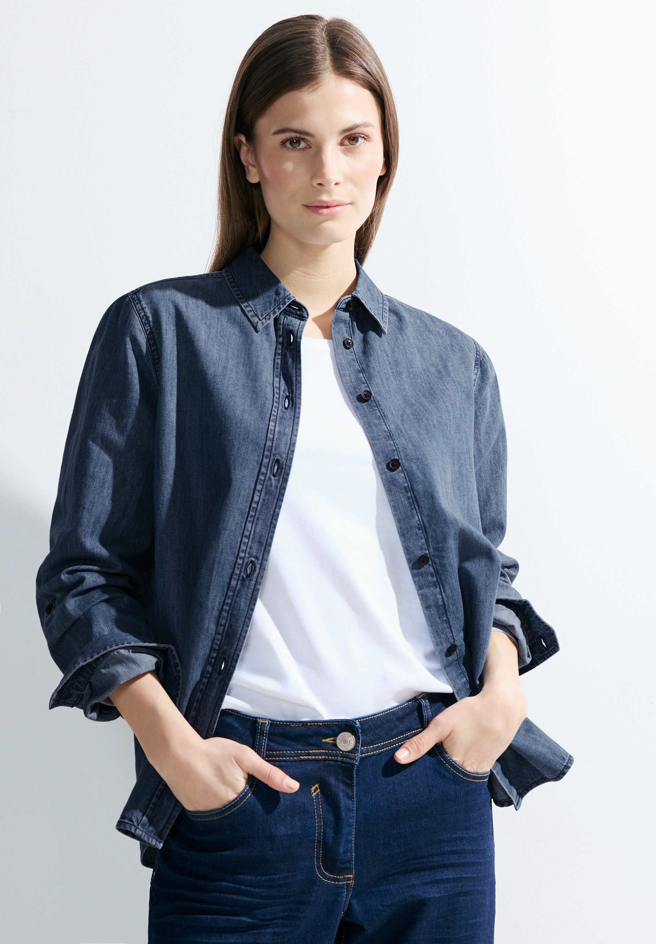 Bluse im Jeans Look