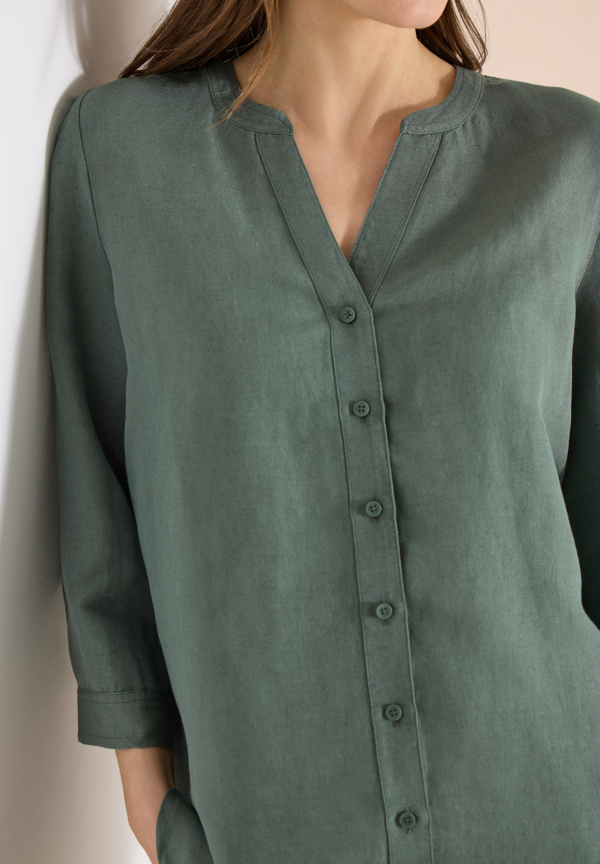 3/4-Arm Bluse aus Leinenmix