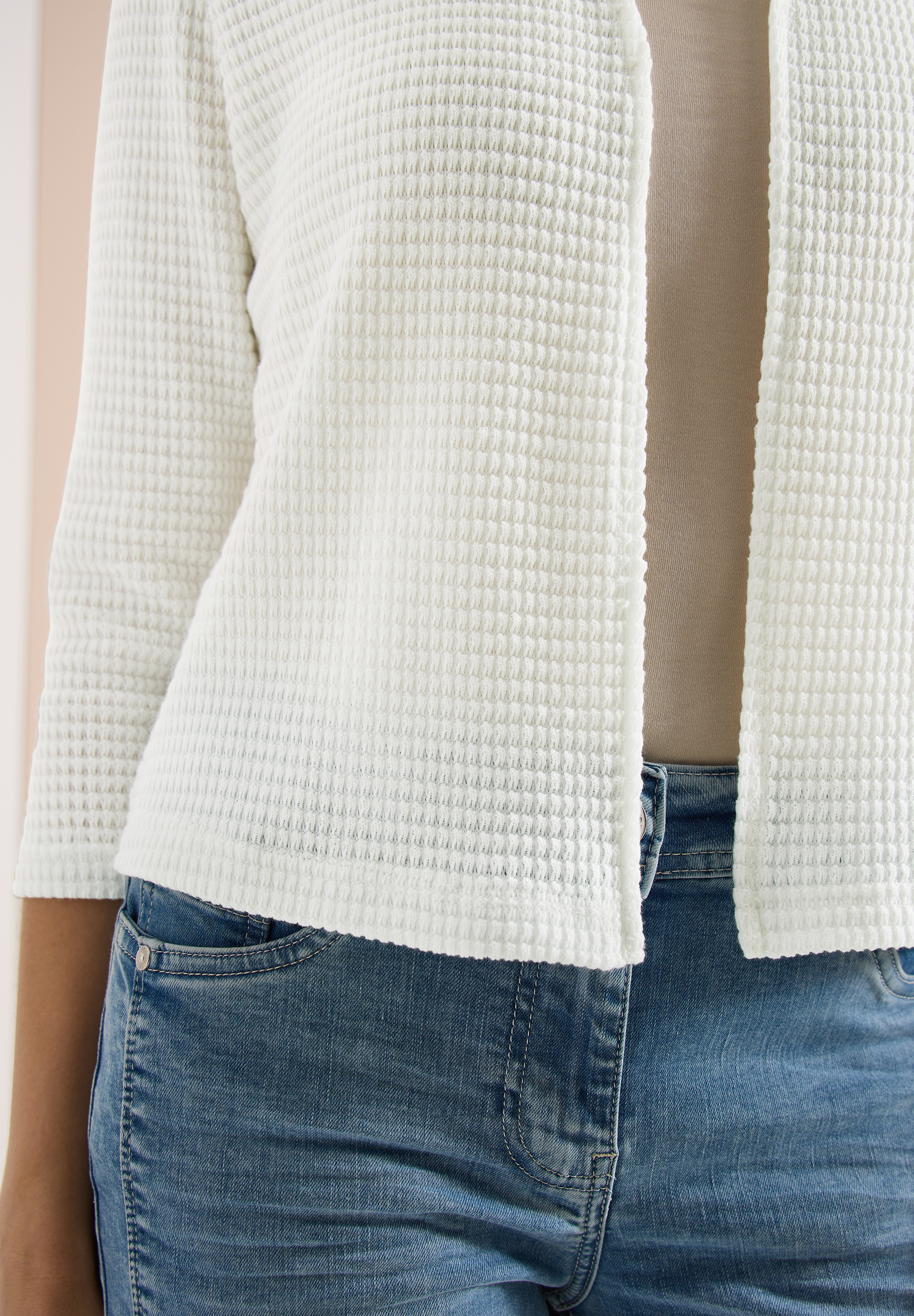 Offene 3/4-Arm Jacke im Ajour-Look
