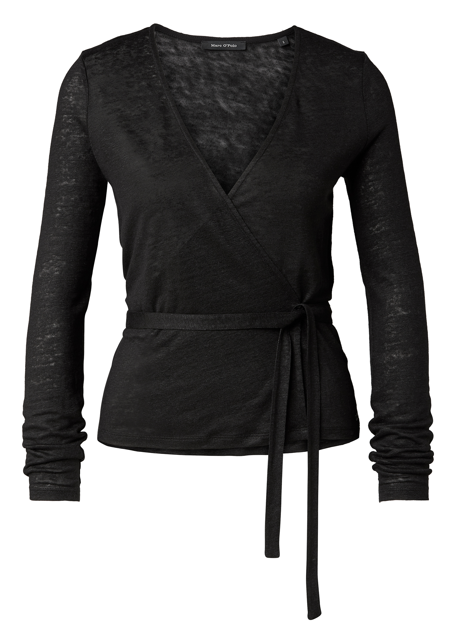 Jersey-wrap, long-sleeve, woven det