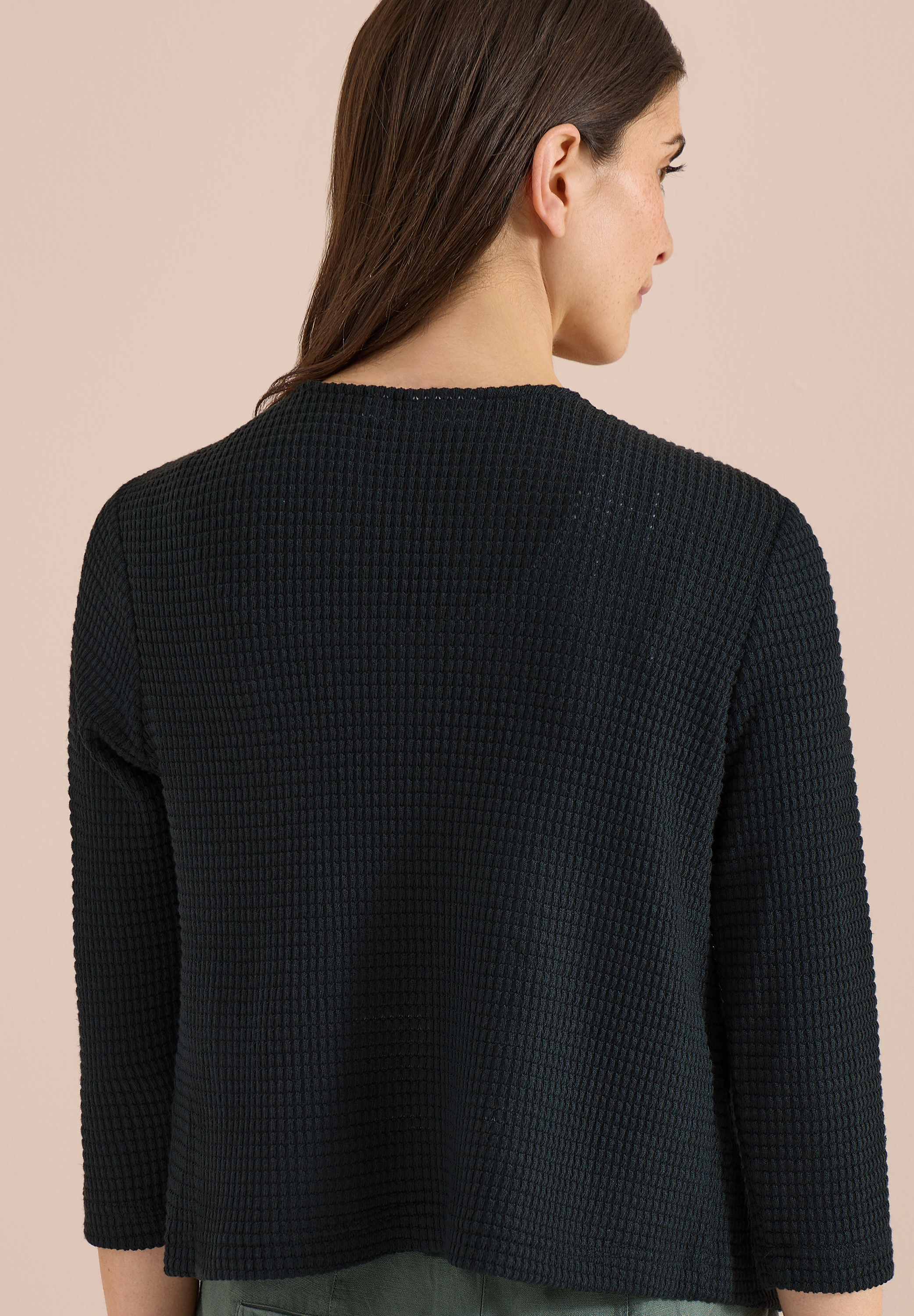 Offene 3/4-Arm Jacke im Ajour-Look