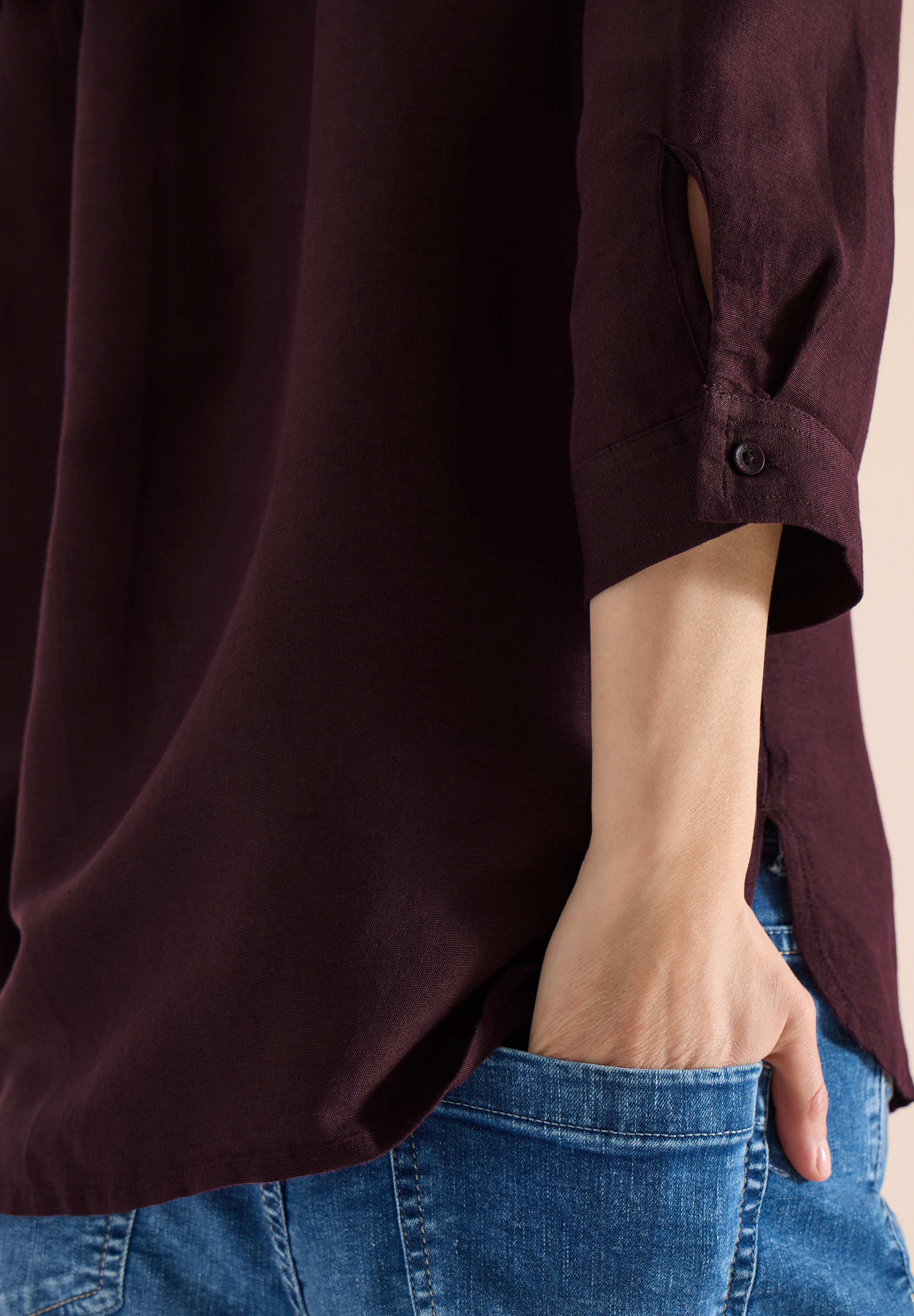 3/4-Arm Bluse aus Leinenmix