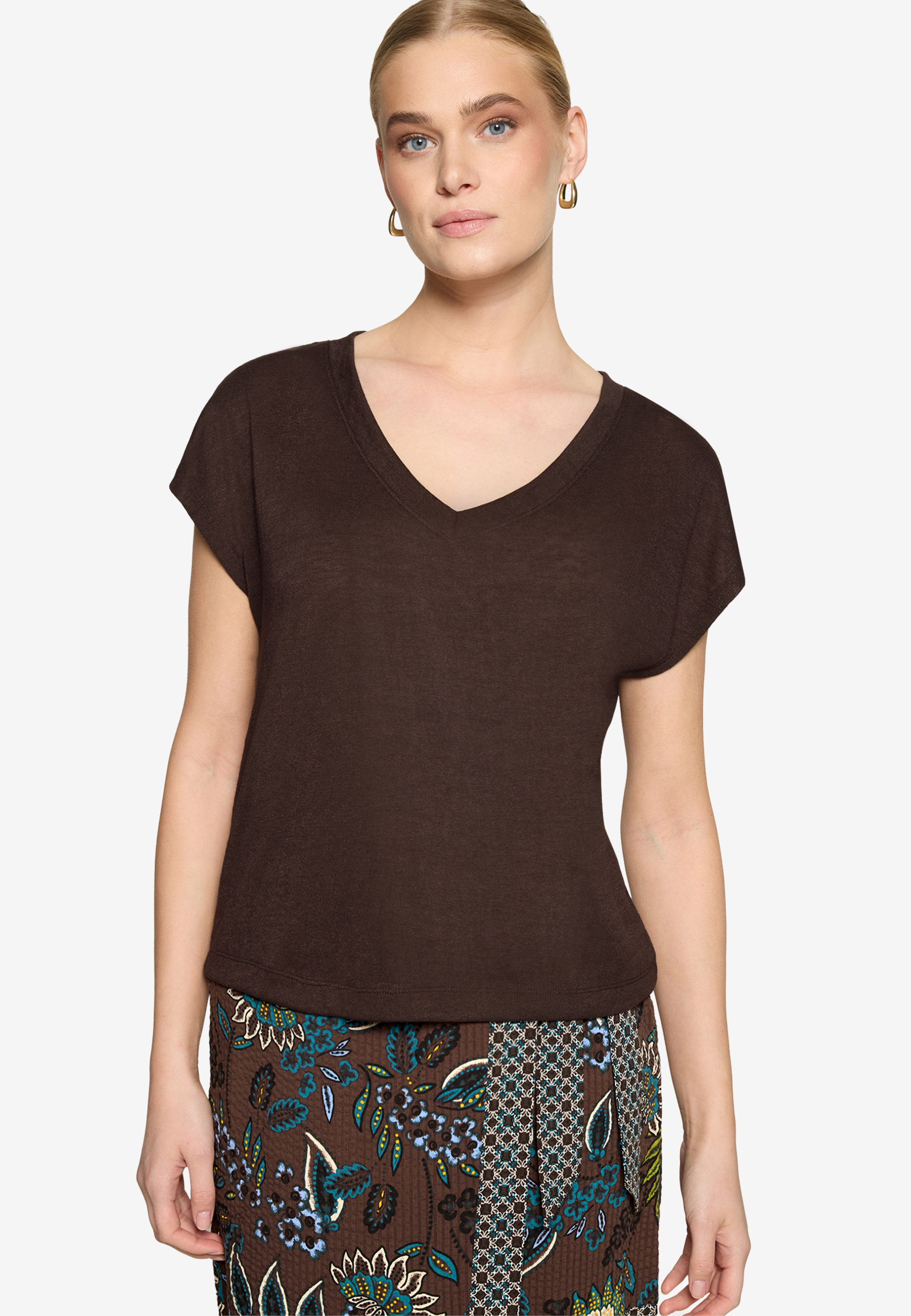 Basic-T-Shirt  mit V-Ausschnitt
