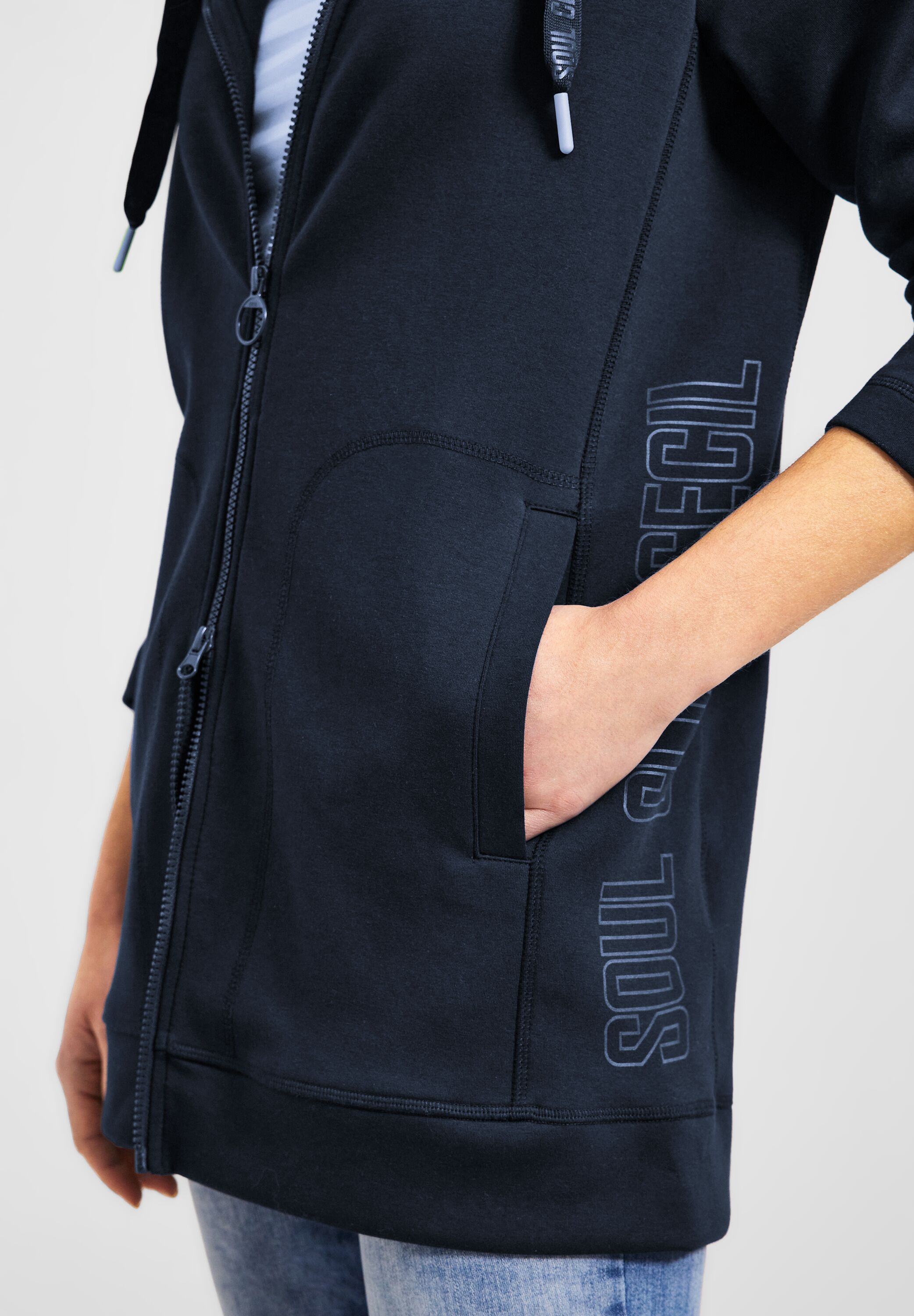 Lange Sweatshirtjacke