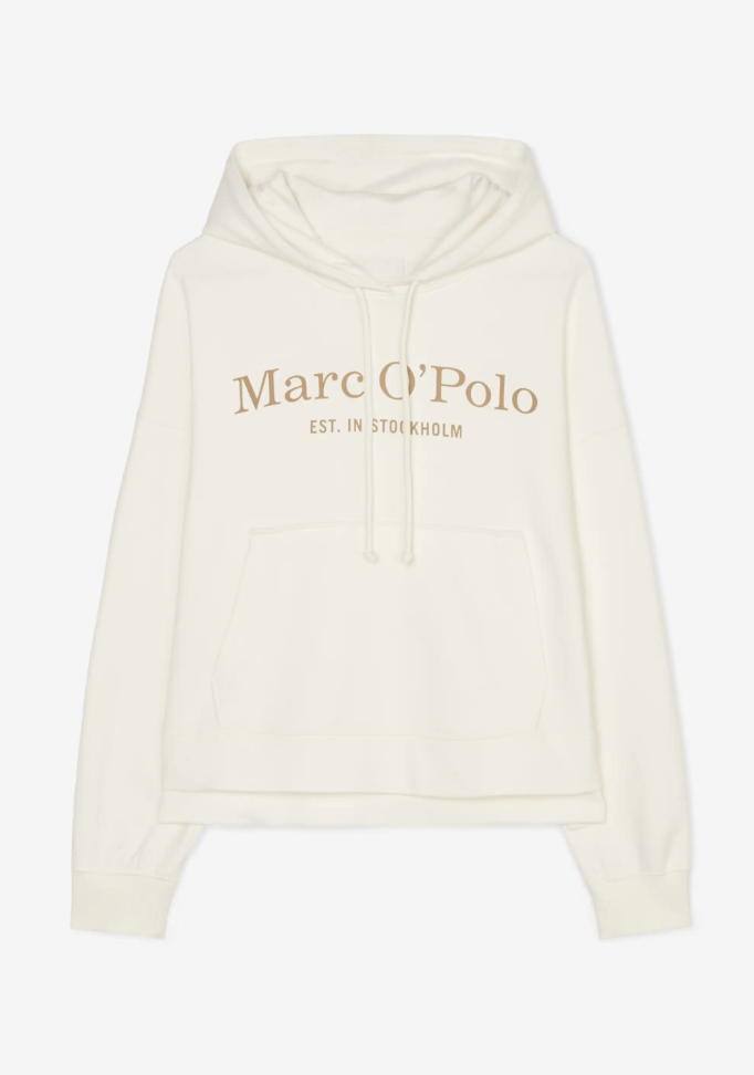 MARC O´POLO Logo-Hoodie aus gepeachtem Organic Cotton salty white