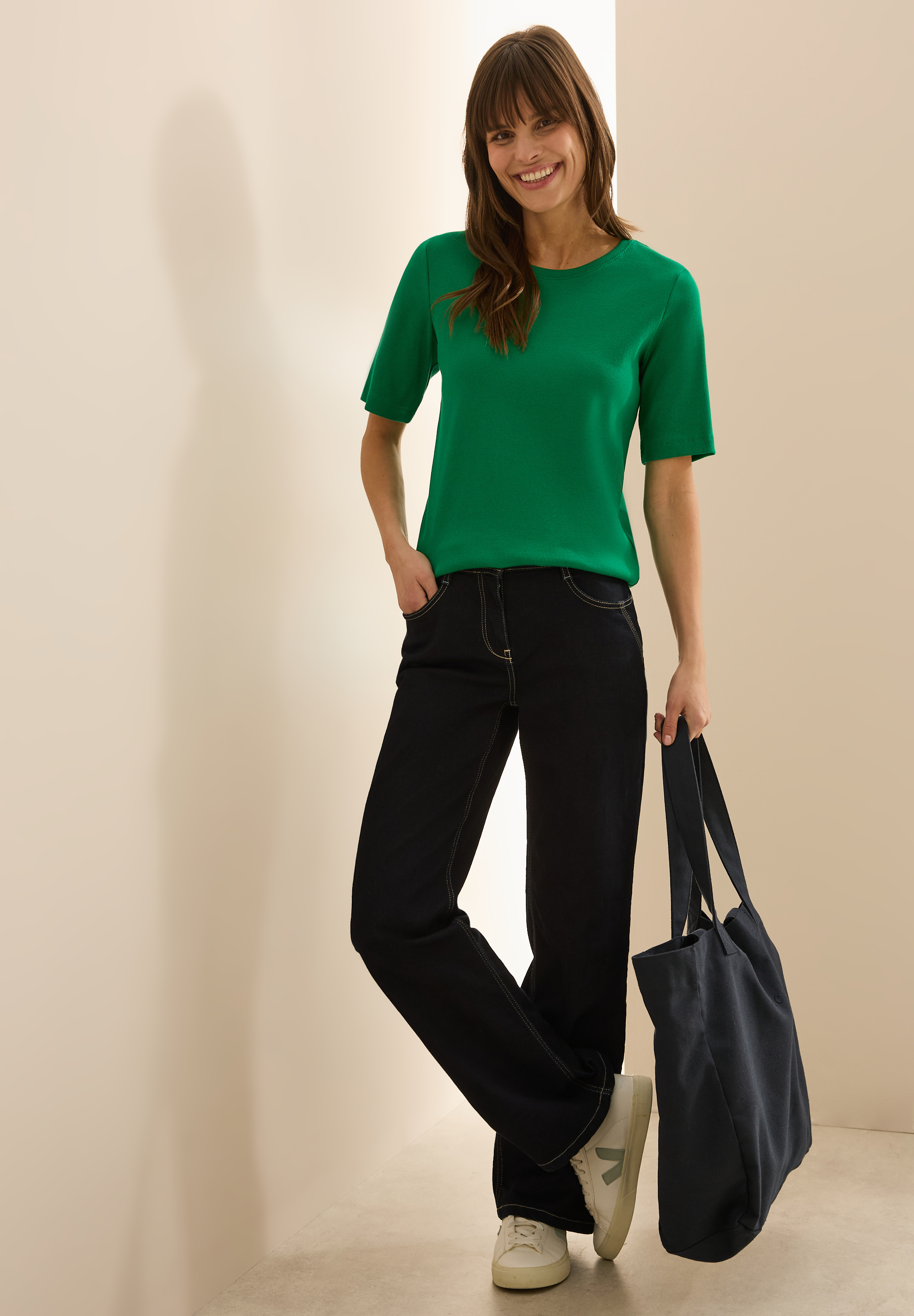 Basic Rippstruktur T-Shirt