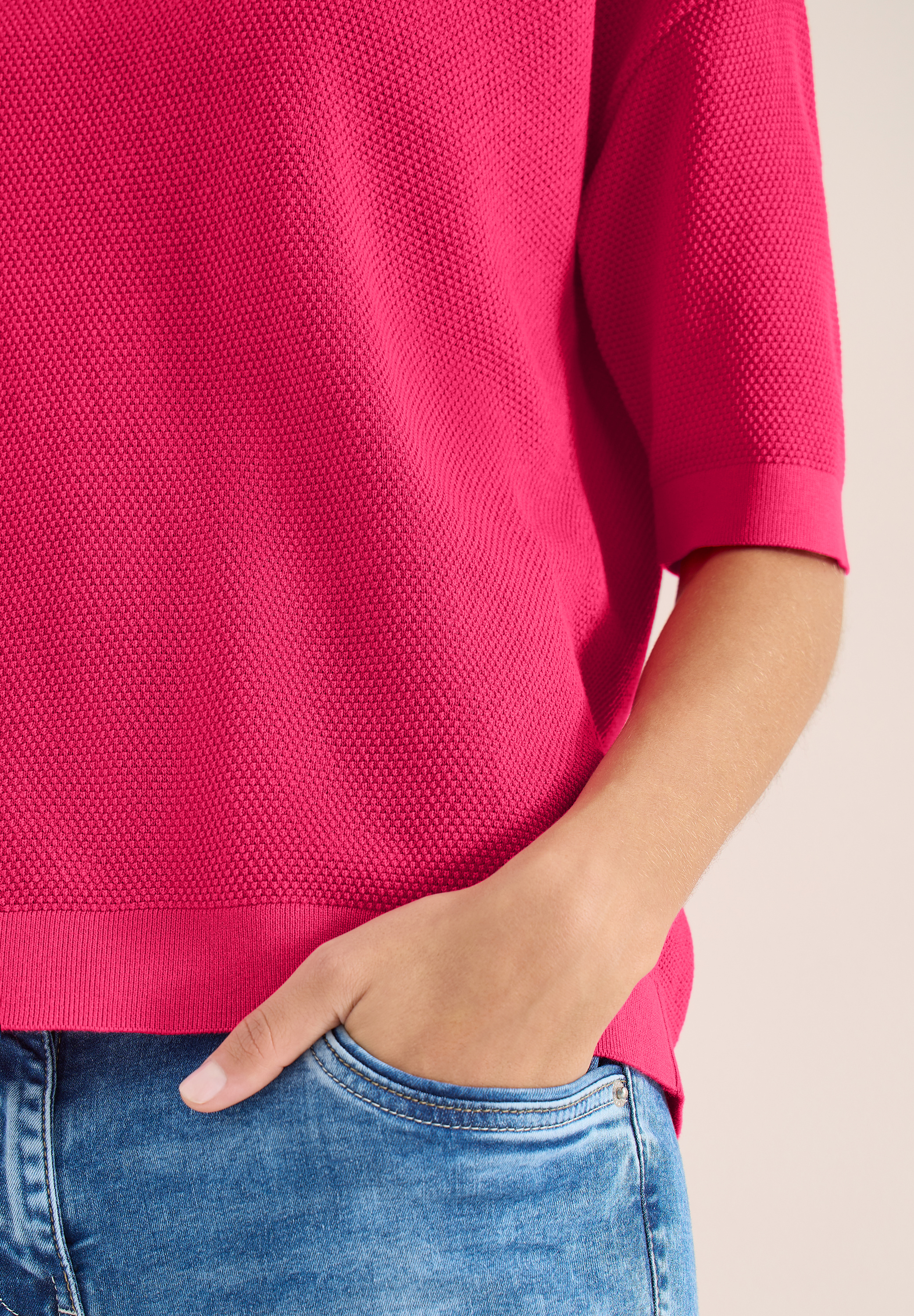 Kurzarm Pullover mit Struktur
