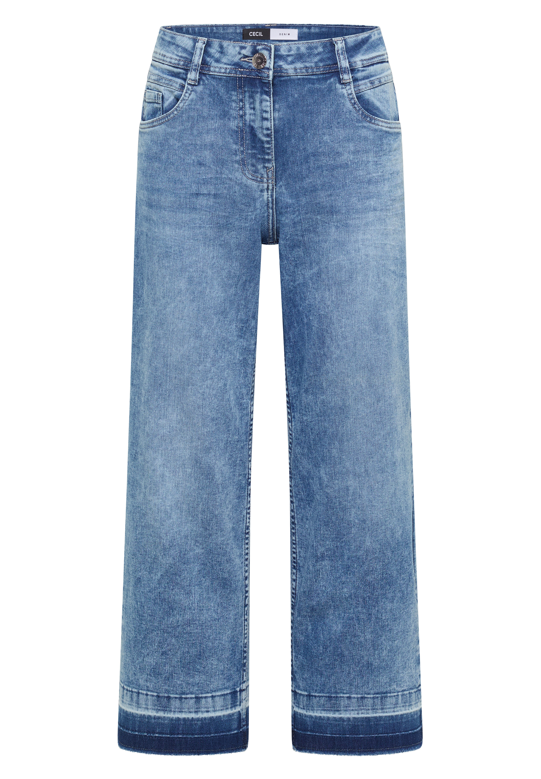 Straight Leg Jeans mit frasigem Saum
