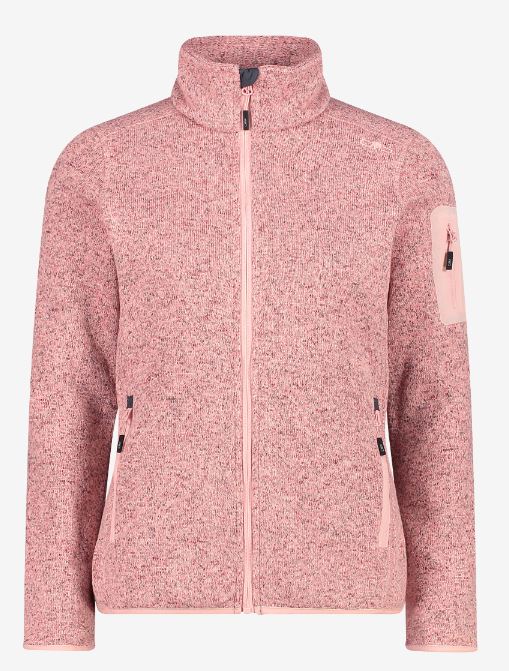 Knitted Melange Fleece Women Jacket