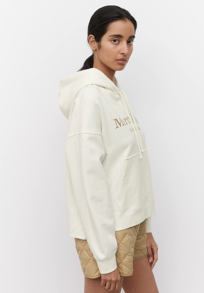 MARC O´POLO Logo-Hoodie aus gepeachtem Organic Cotton salty white