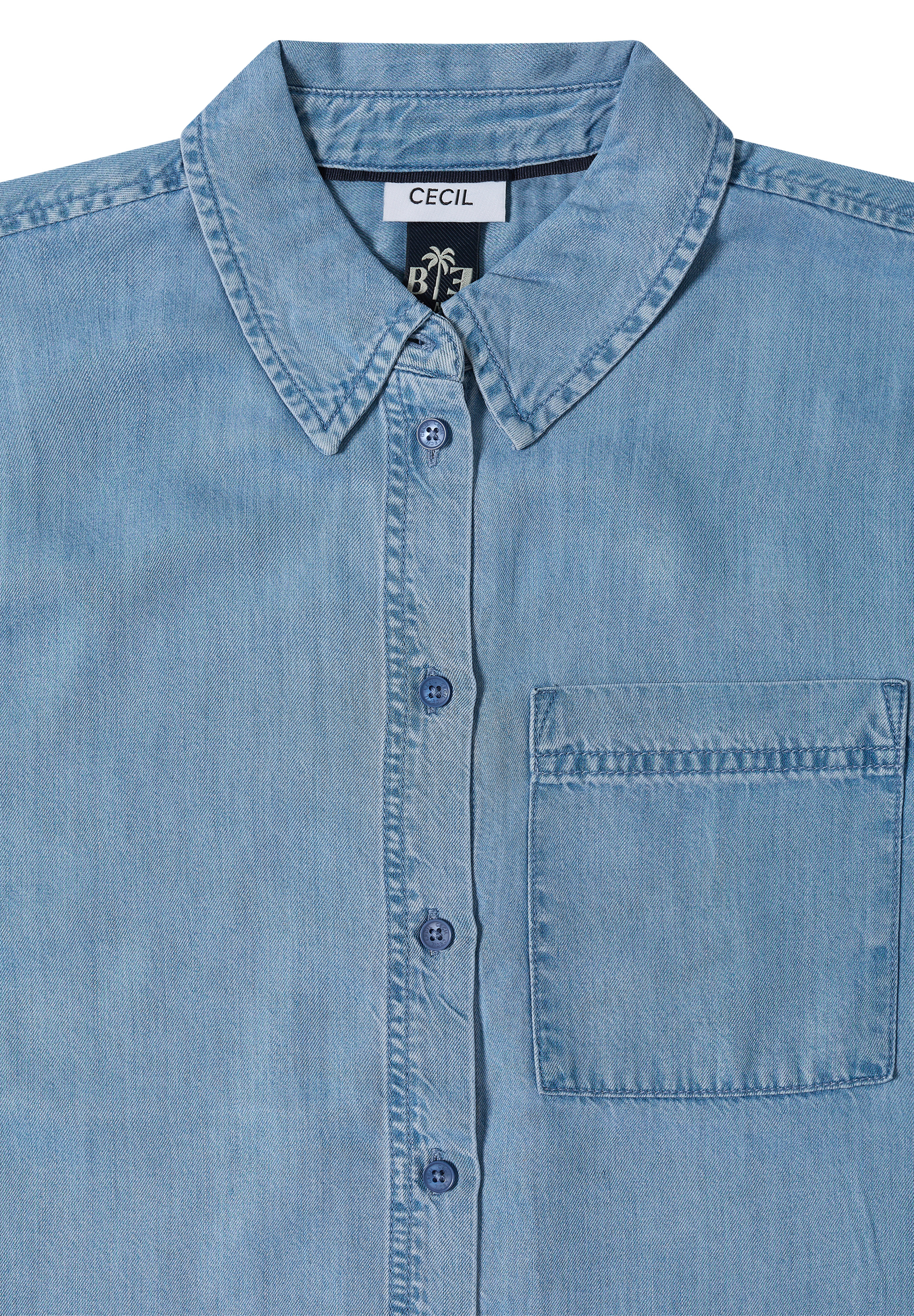 Kurzarm Hemdbluse im Denim-Look