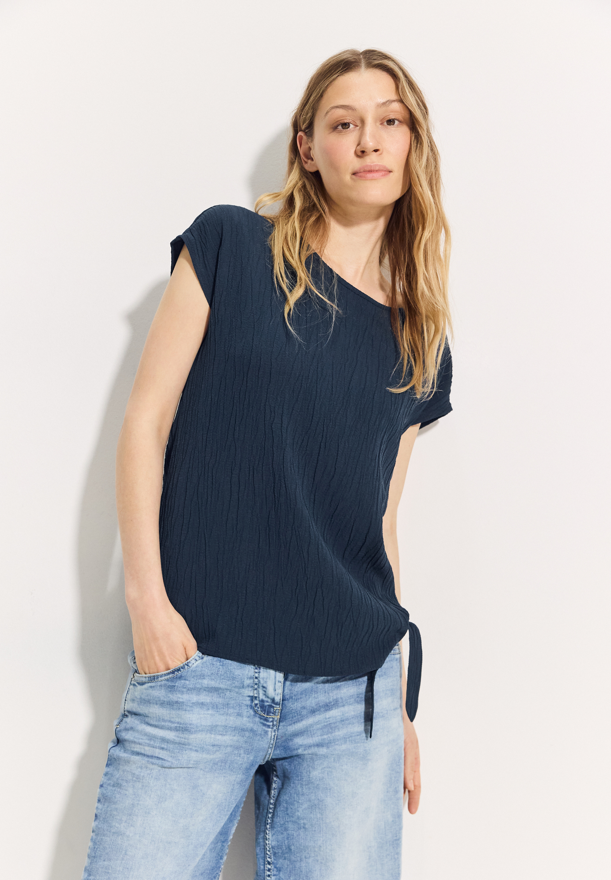 Crepe Knoten Bluse