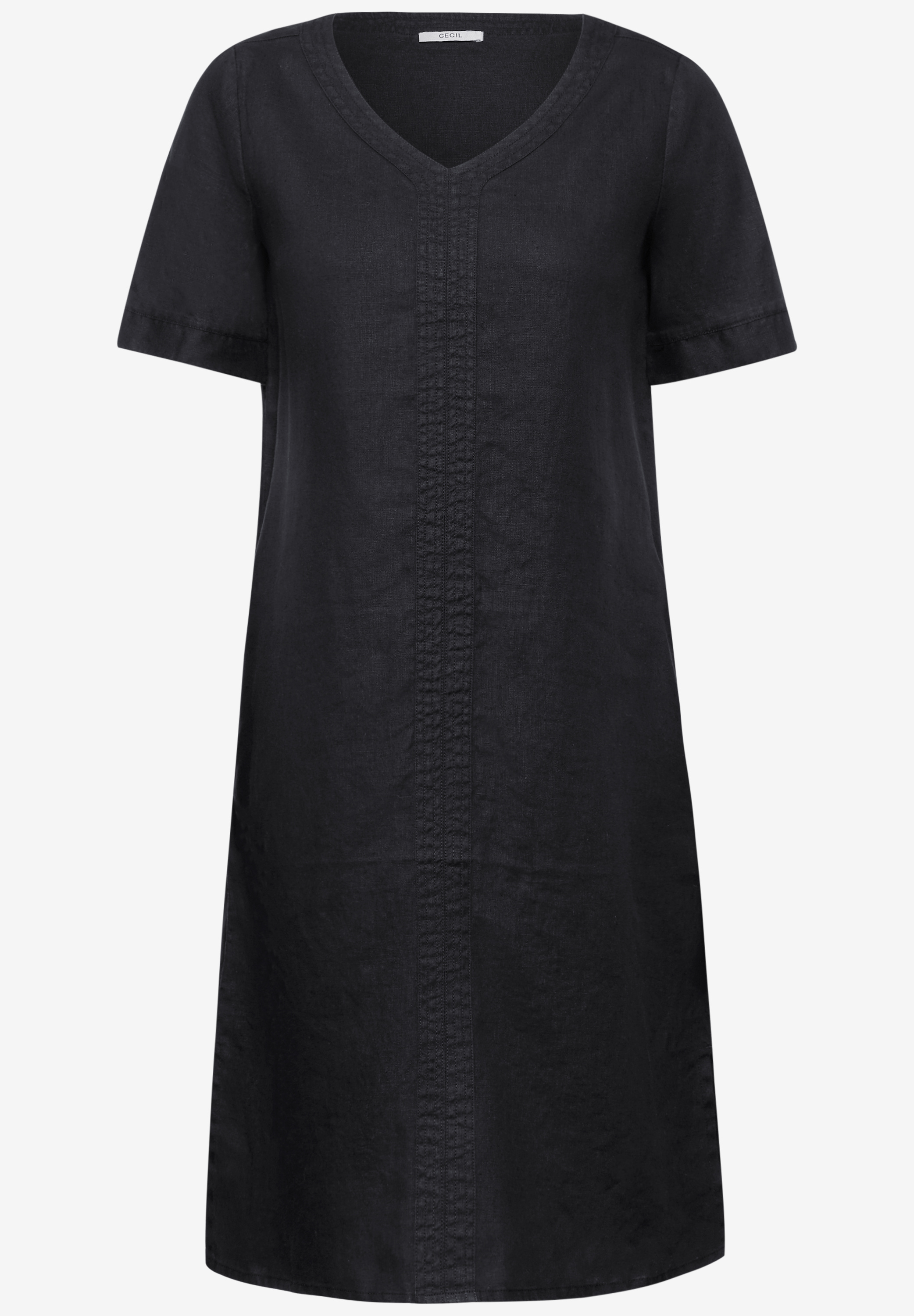 V-Neck Leinenkleid