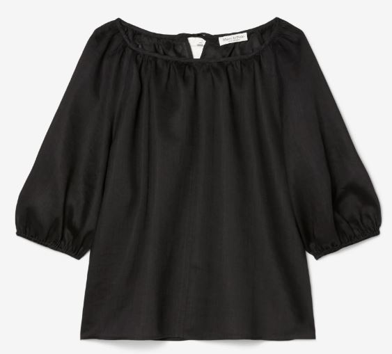 Blouse, puffy short sleeves, crew n