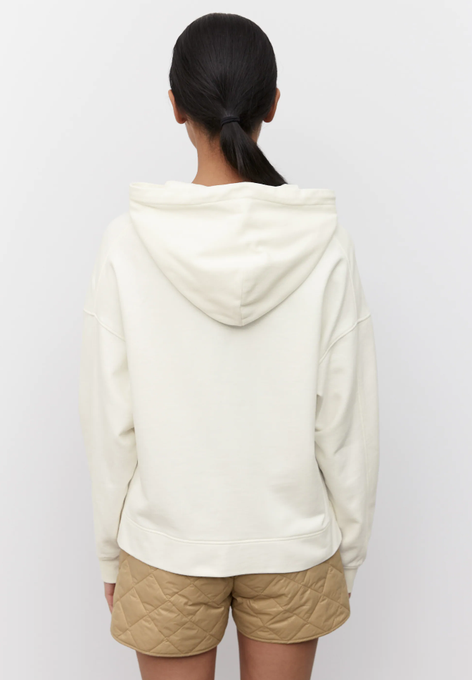 MARC O´POLO Logo-Hoodie aus gepeachtem Organic Cotton salty white