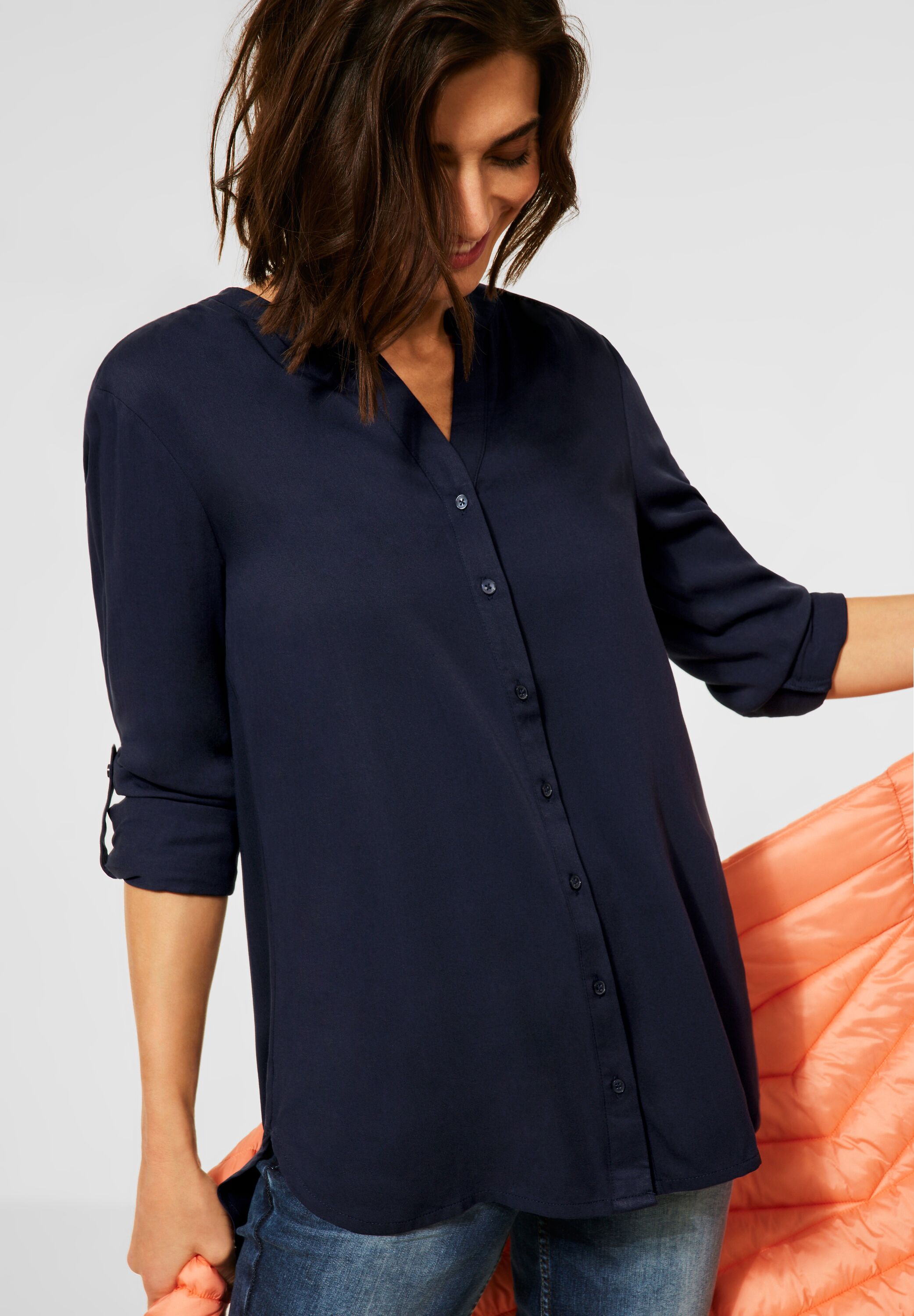 Lange Bluse in Unifarbe