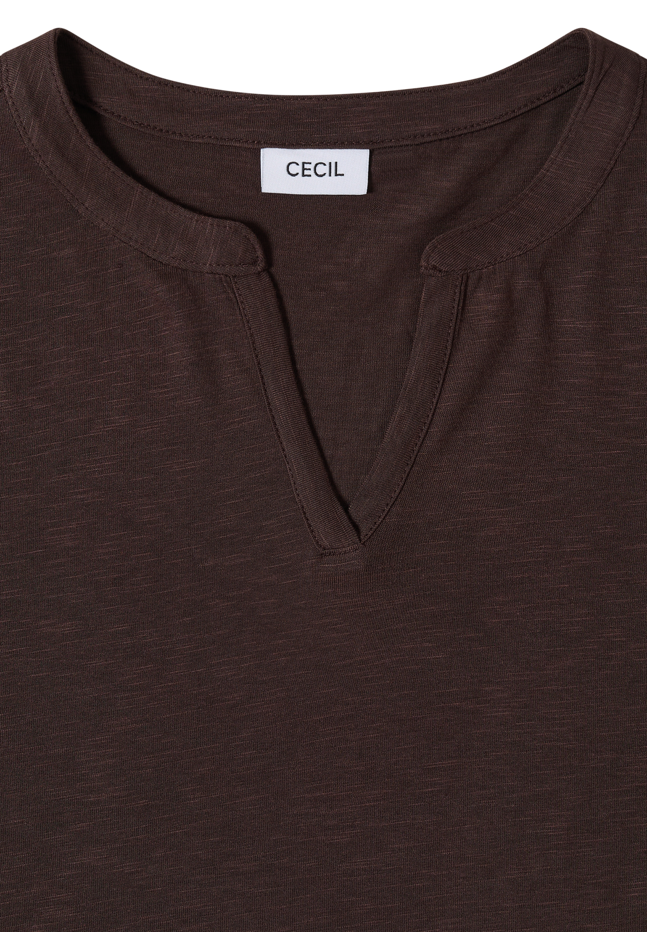 T-Shirt mit Split Neck in Unifarbe
