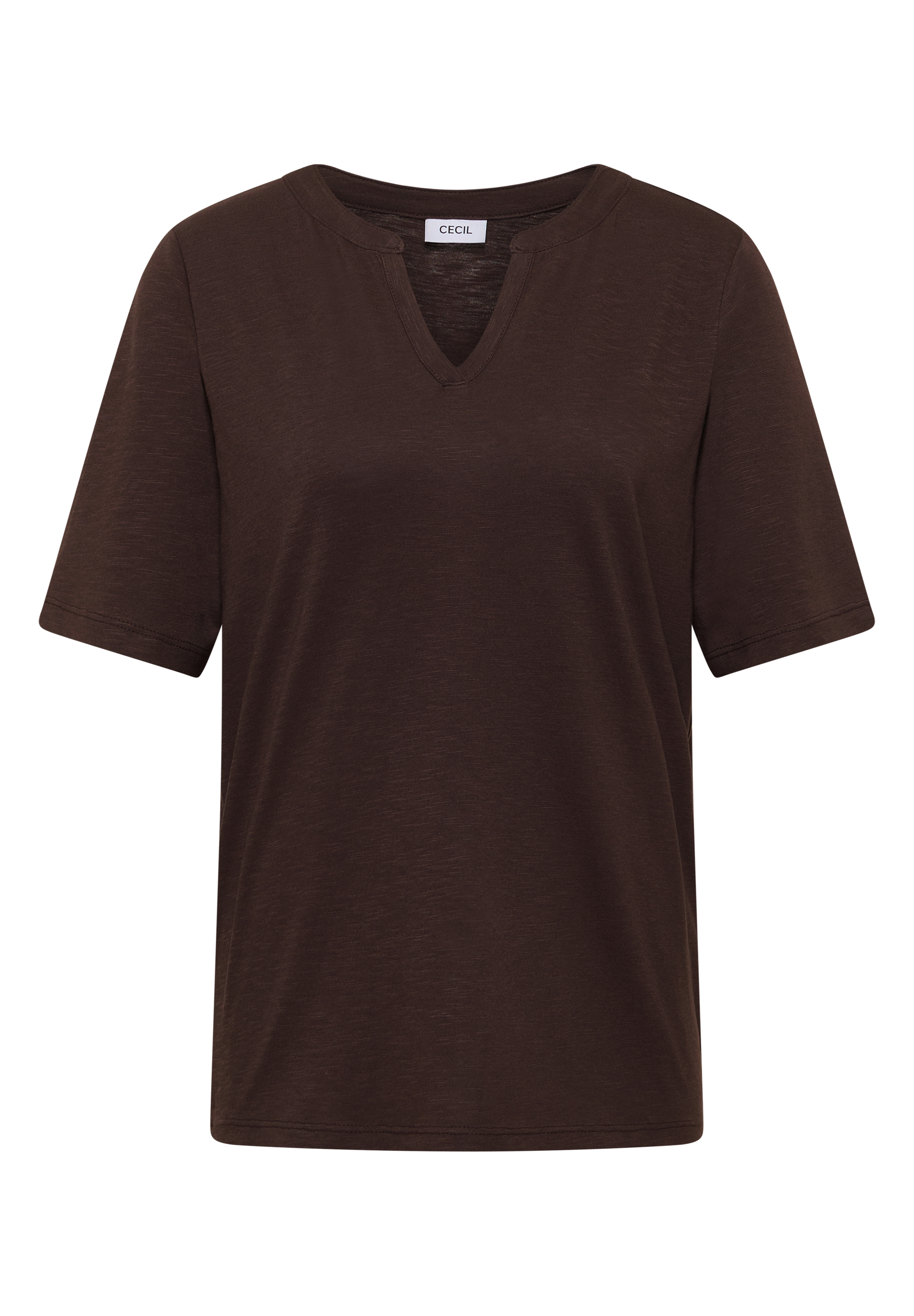 T-Shirt mit Split Neck in Unifarbe