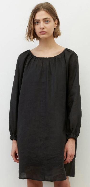 Dress, feminine gathering, round ne